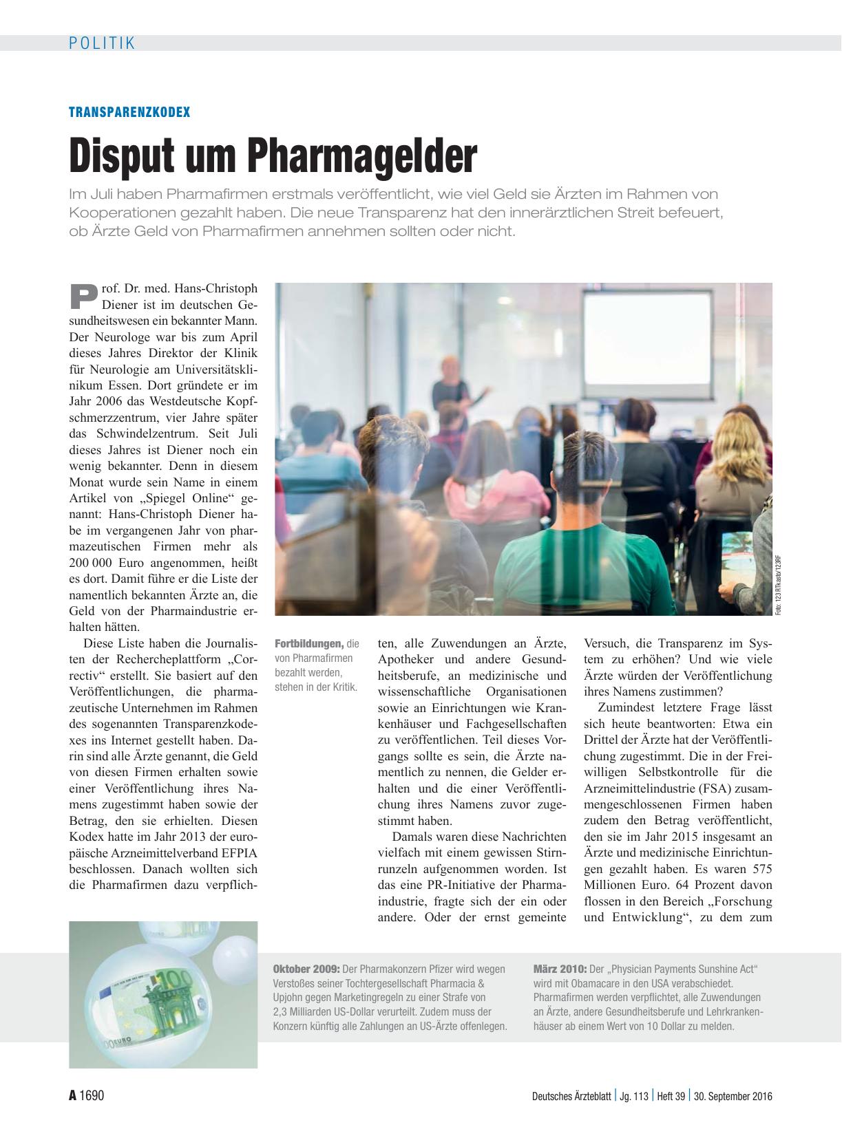 Vorschauseite 1: Transparenzkodex: Disput um Pharmagelder
