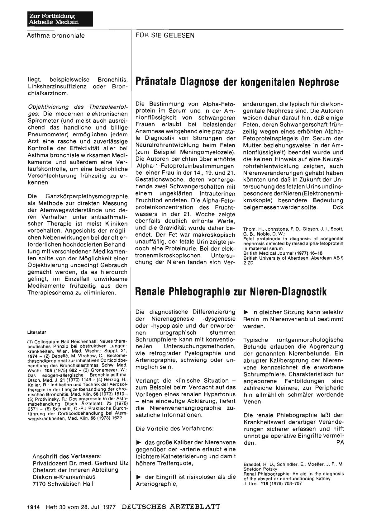 Vorschauseite 1: Pränatale Diagnose der kongenitalen Nephrose