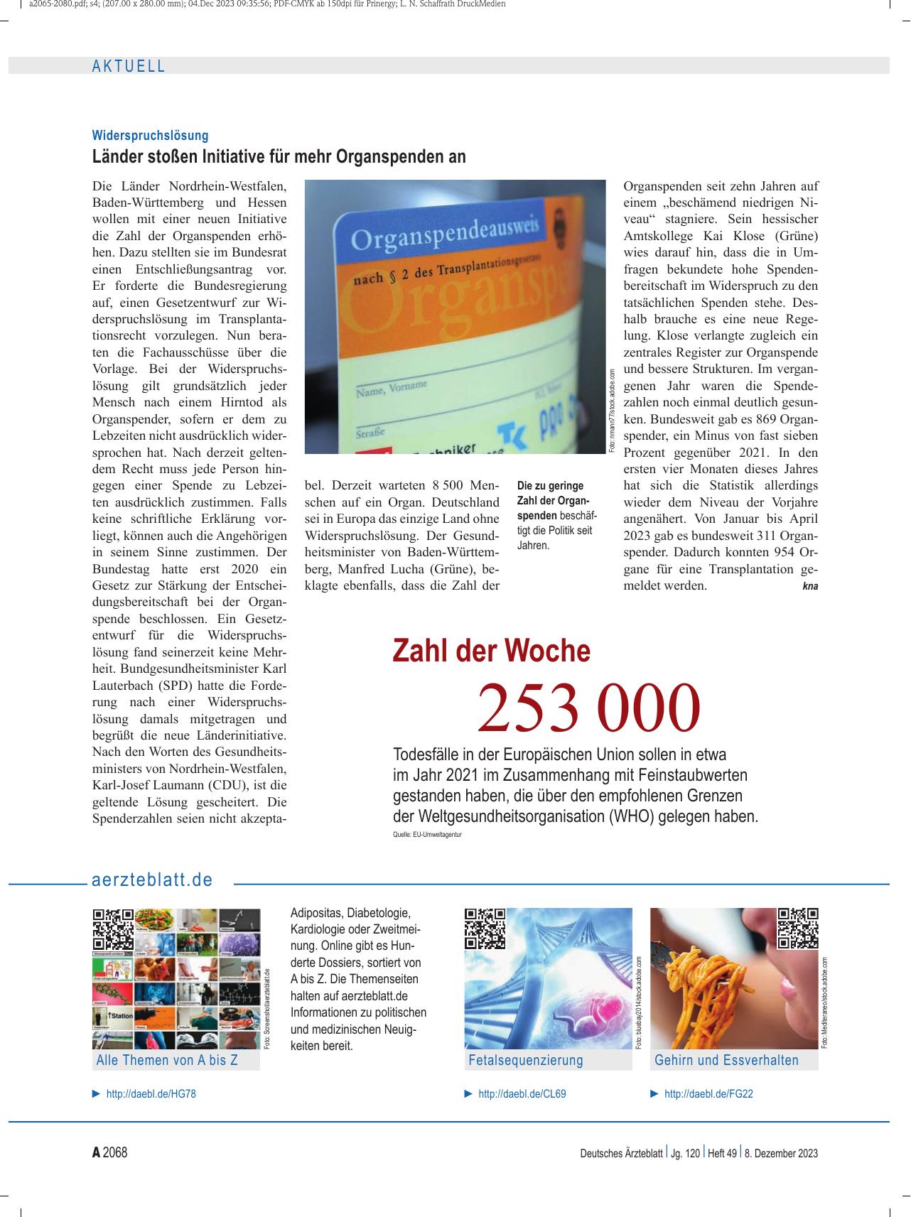 Vorschauseite 1: Zahl der Woche: 253.000