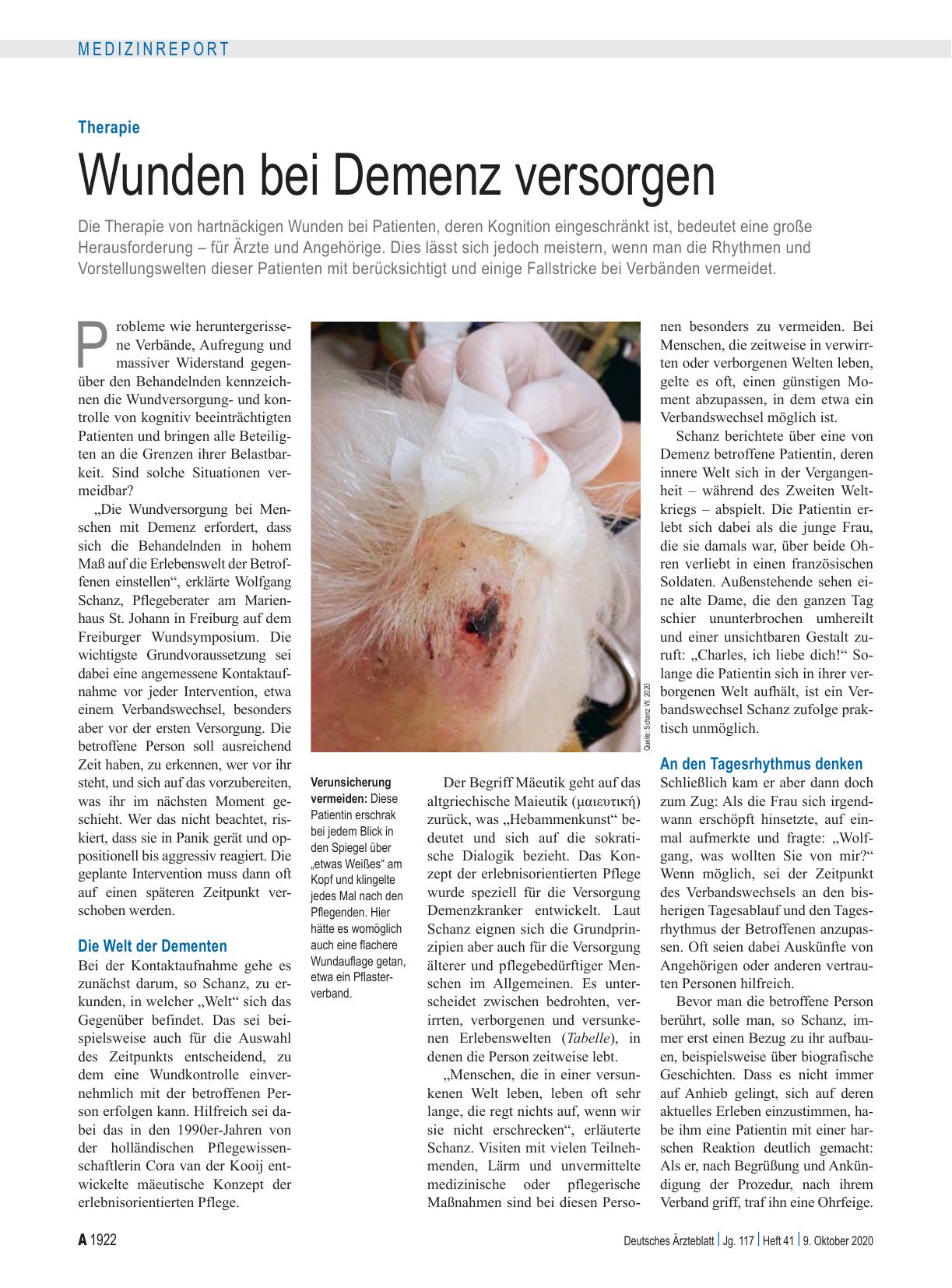 Vorschauseite 1: Therapie: Wunden bei Demenz versorgen