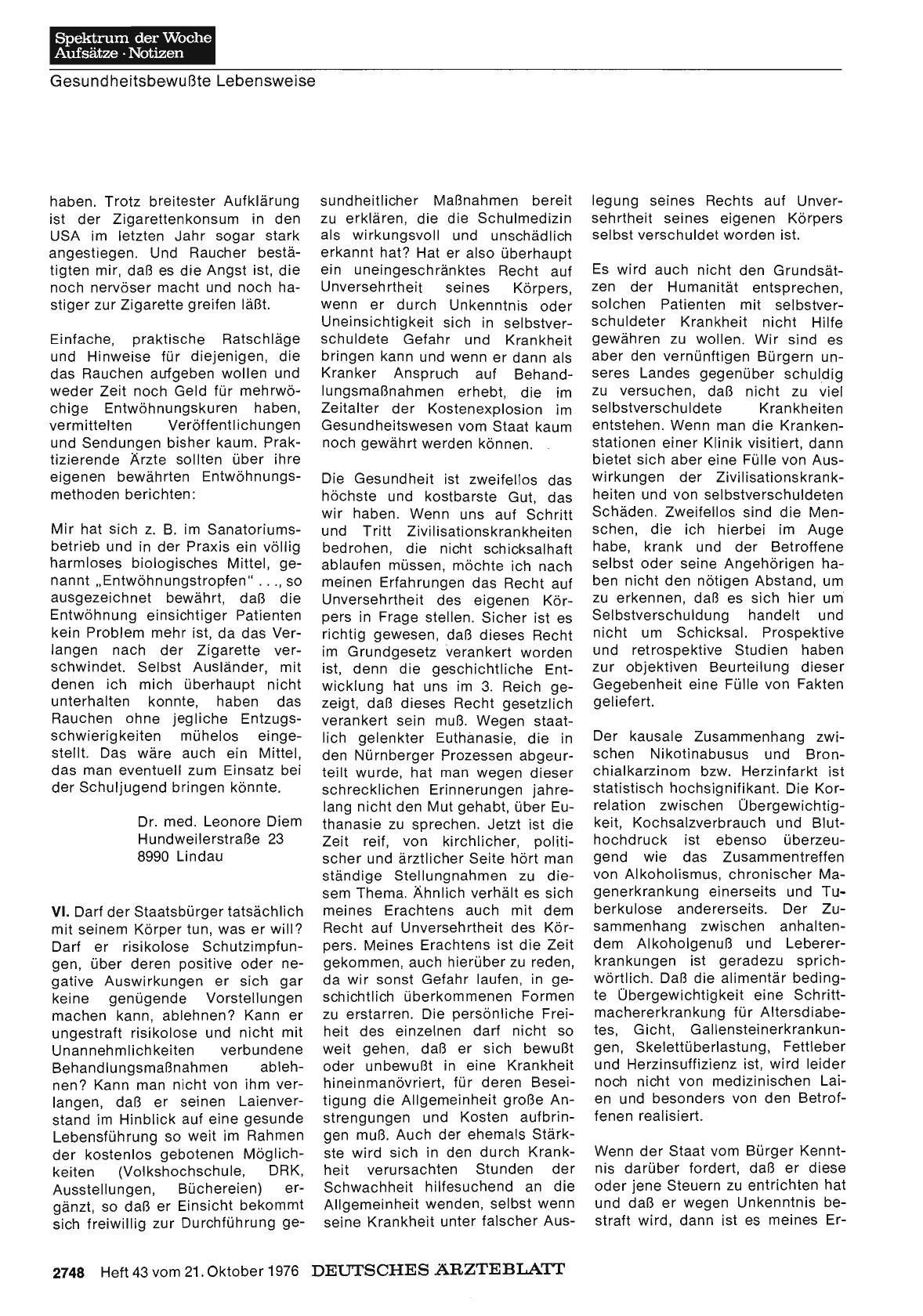 Vorschauseite 1: Anreize für eine gesundheitsbewußte Lebensweise: Stellungnahme VI