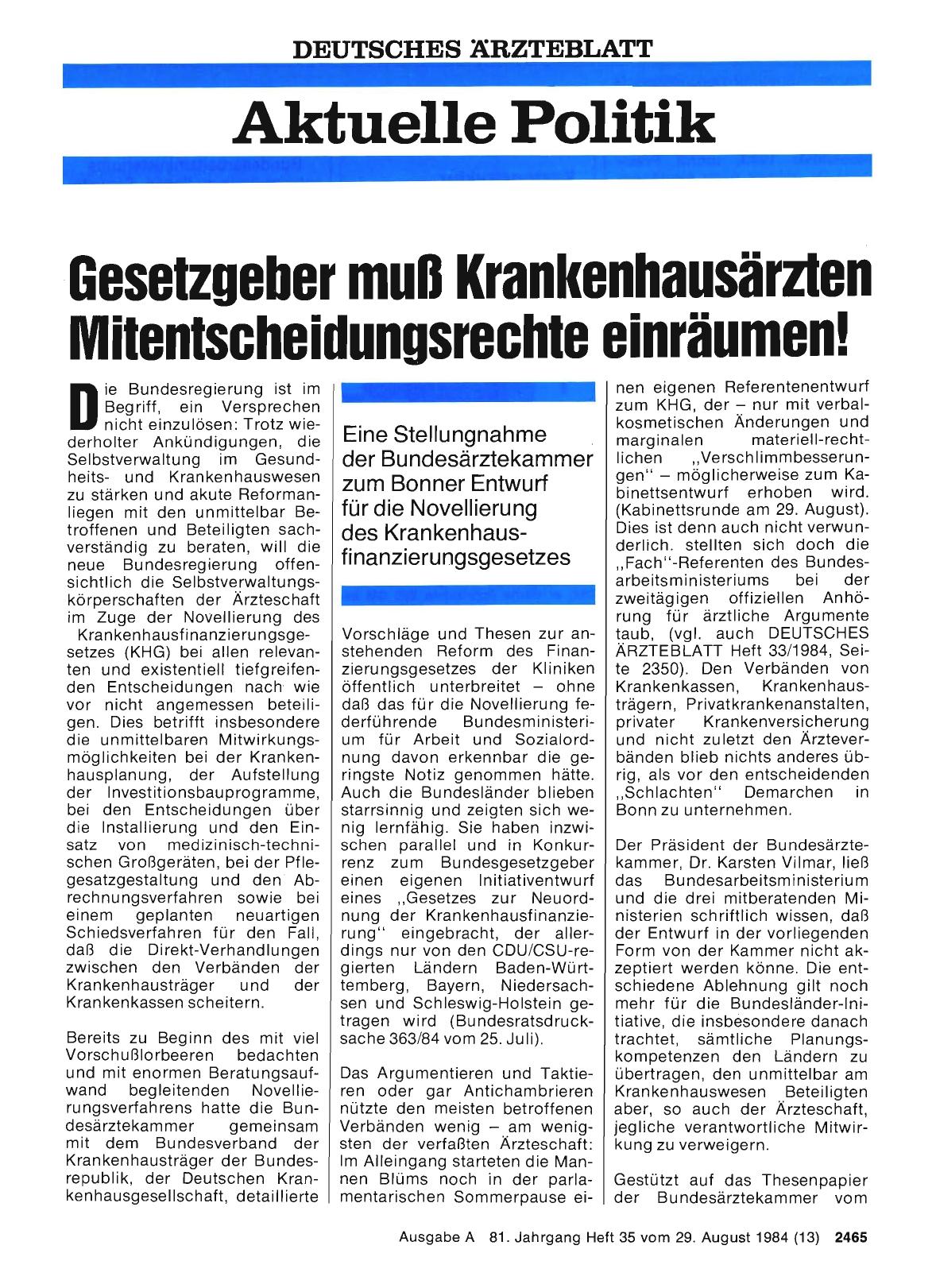 Vorschauseite 1: Gesetzgeber muß Krankenhausärzten Mitentscheidungsrechte einräumen!