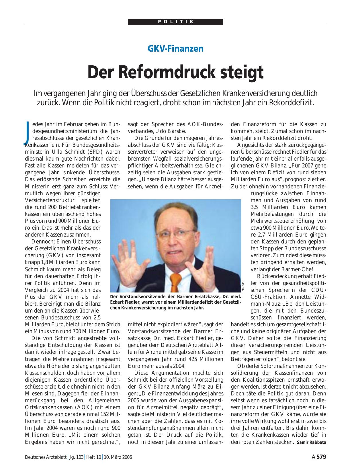 Vorschauseite 1: GKV-Finanzen: Der Reformdruck steigt