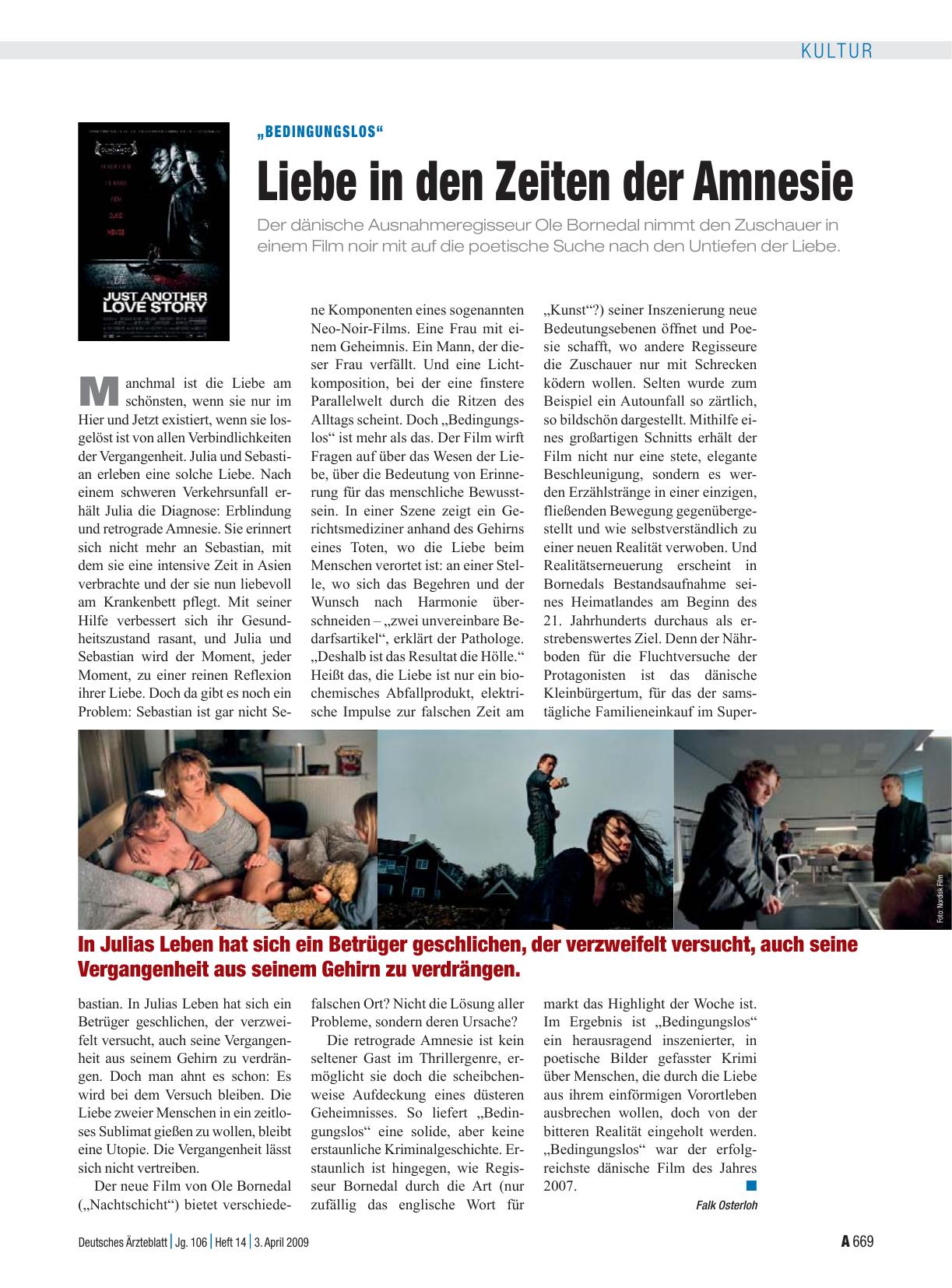 Vorschauseite 1: „Bedingungslos“: Liebe in den Zeiten der Amnesie