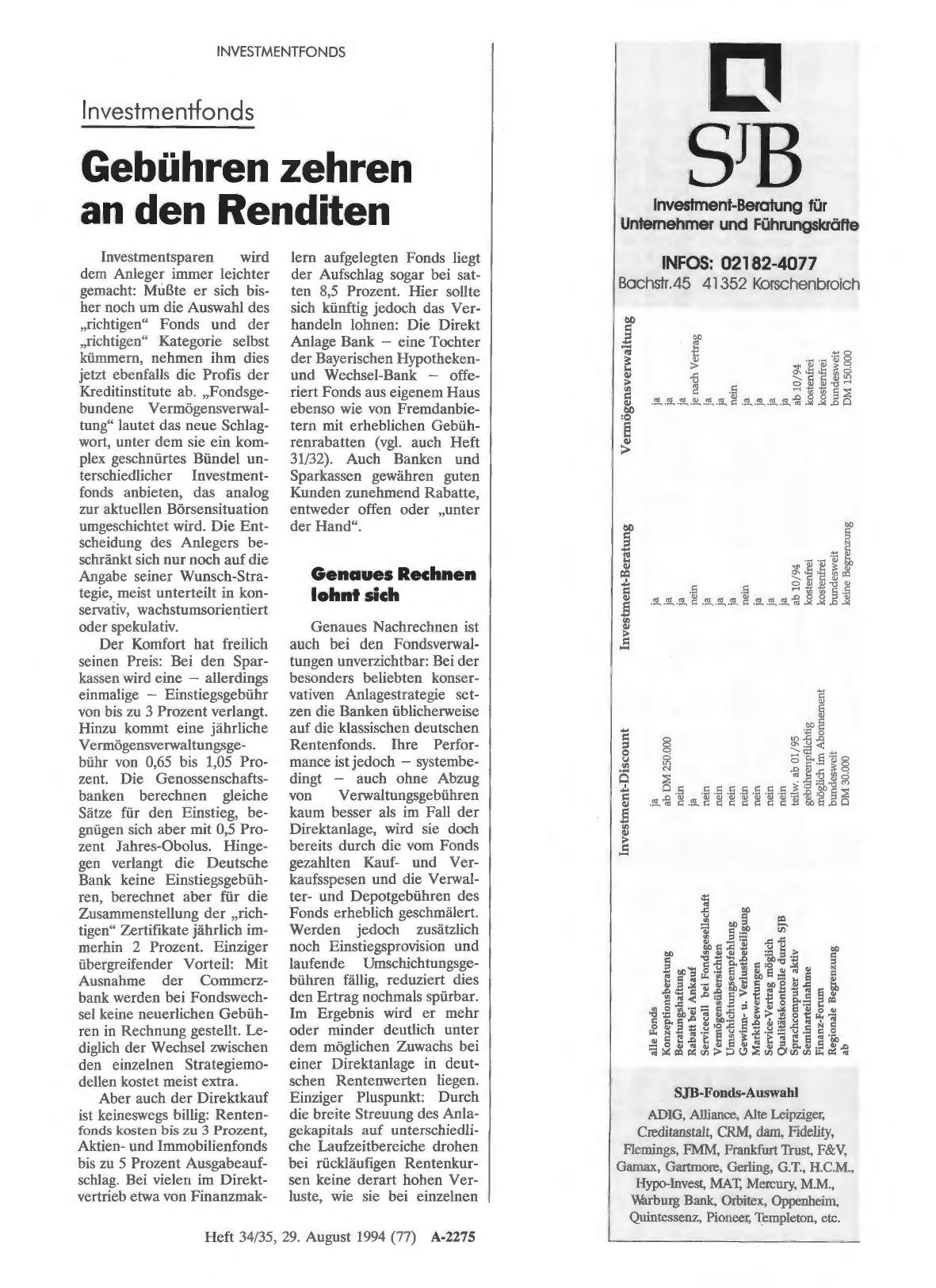 Vorschauseite 1: Investmentfonds Gebühren zehren an den Renditen