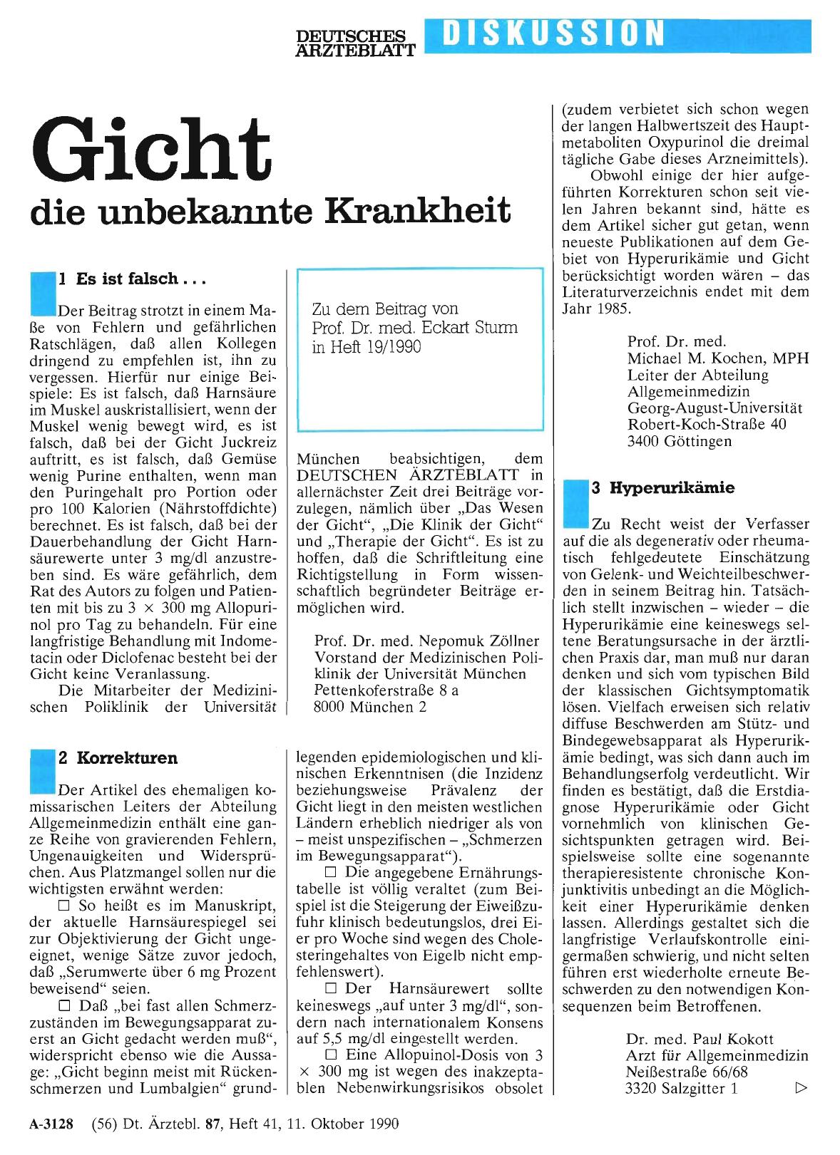 Vorschauseite 1: Gicht die unbekannte Krankheit: 2 Korrekturen