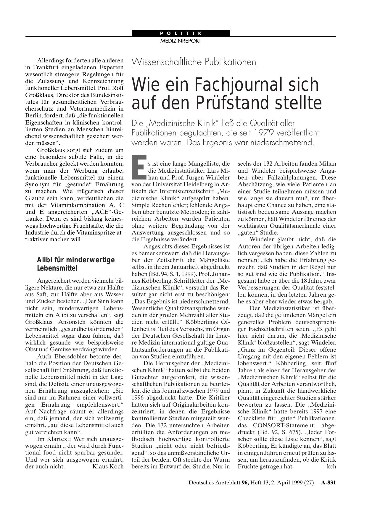 Vorschauseite 1: Wissenschaftliche Publikationen: Wie ein Fachjournal sich auf den Prüfstand stellte