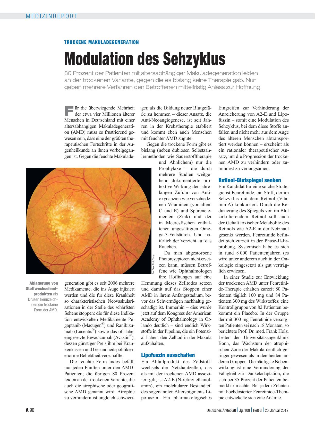 Vorschauseite 1: Trockene Makuladegeneration: Modulation des Sehzyklus