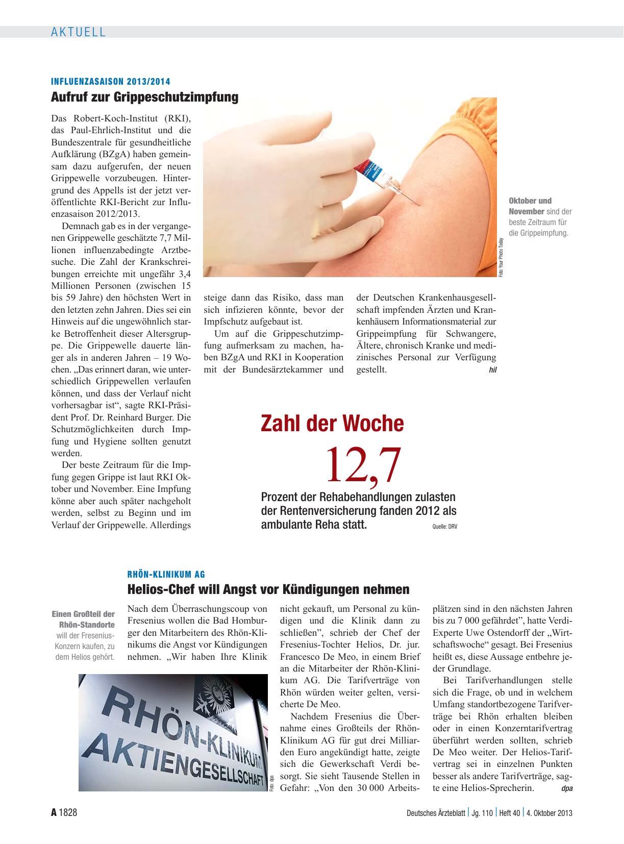 Vorschauseite 1: Rhön-Klinikum AG: Helios-Chef will Angst vor Kündigungen nehmen