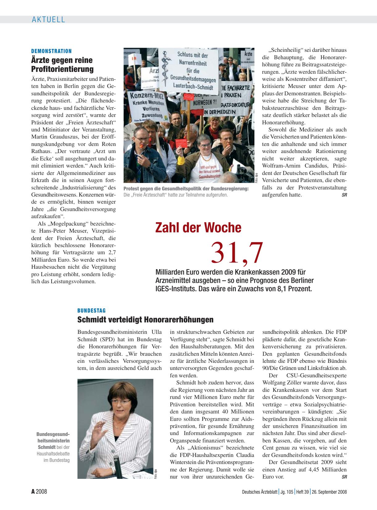 Vorschauseite 1: Demonstration: Ärzte gegen reine Profitorientierung