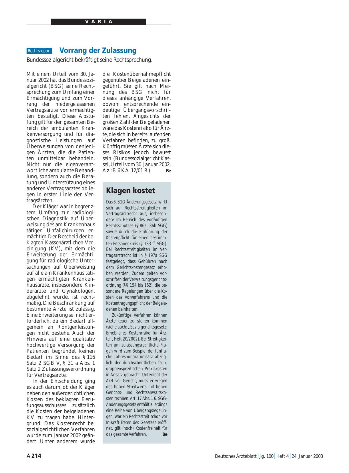 Vorschauseite 1: Klagen kostet