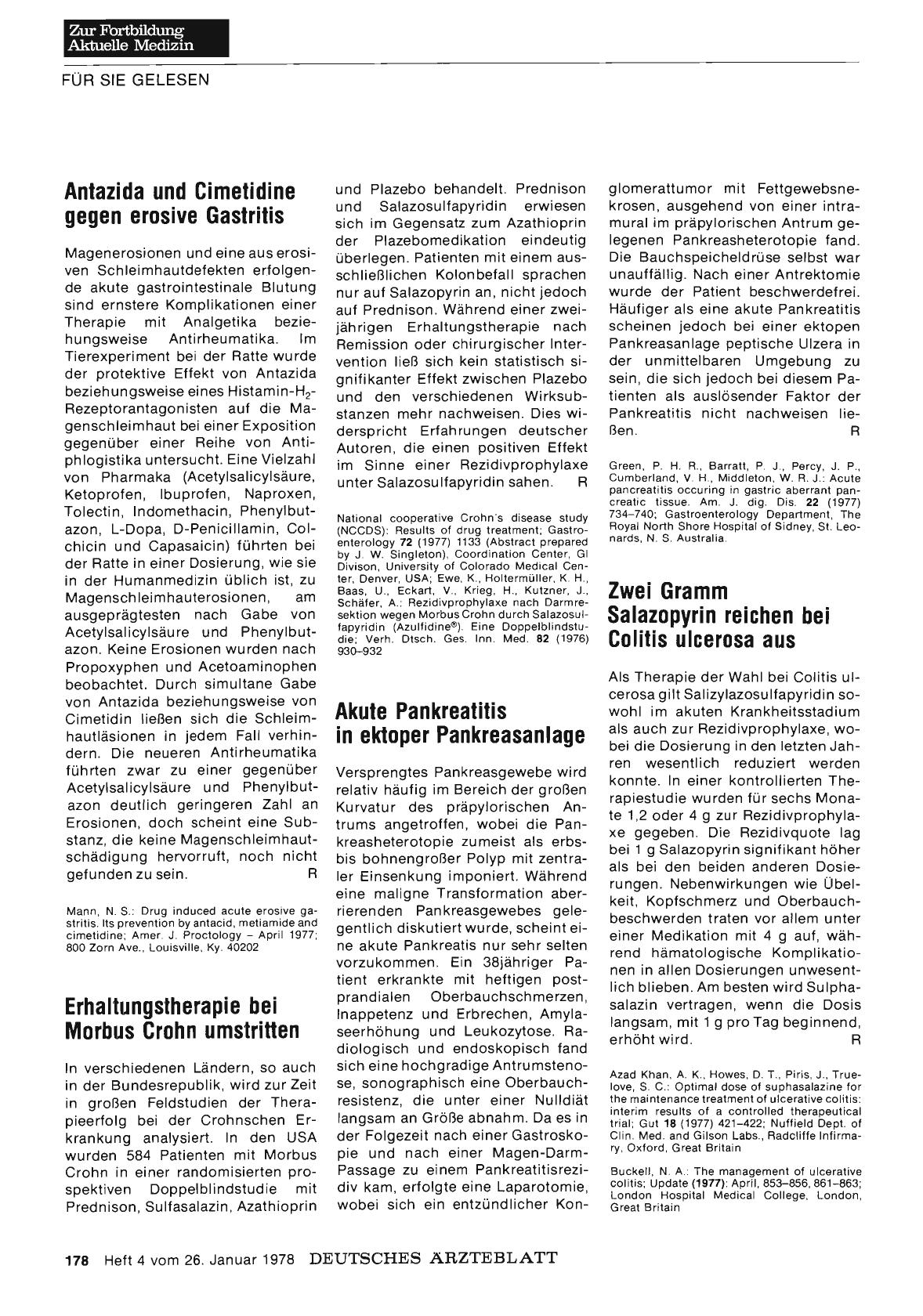 Vorschauseite 1: Antazida und Cimetidine gegen erosive Gastritis
