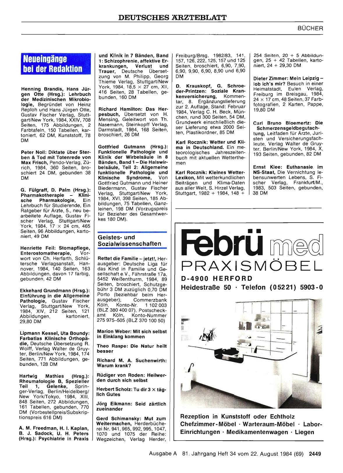 Vorschauseite 1: Neueingänge bei der Redaktion