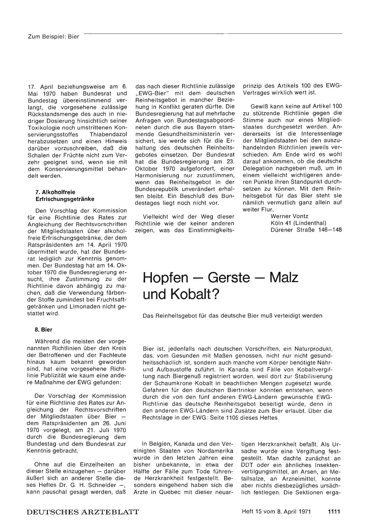 Vorschauseite 1: Hopfen — Gerste — Malz und Kobalt?