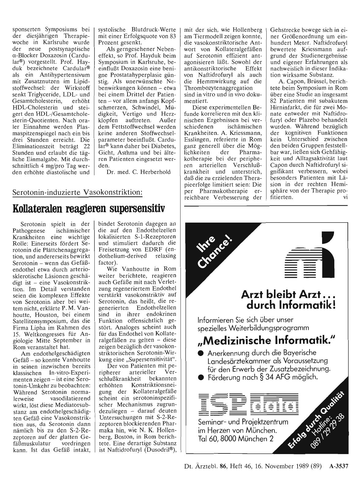 Vorschauseite 1: Serotonin-induzierte Vasokonstriktion: Kollateralen reagieren supersensitiv