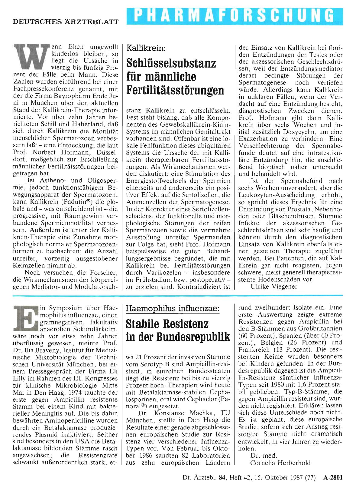 Vorschauseite 1: Kallikrein: Schlüsselsubstanz für männliche Fertilitätsstörungen