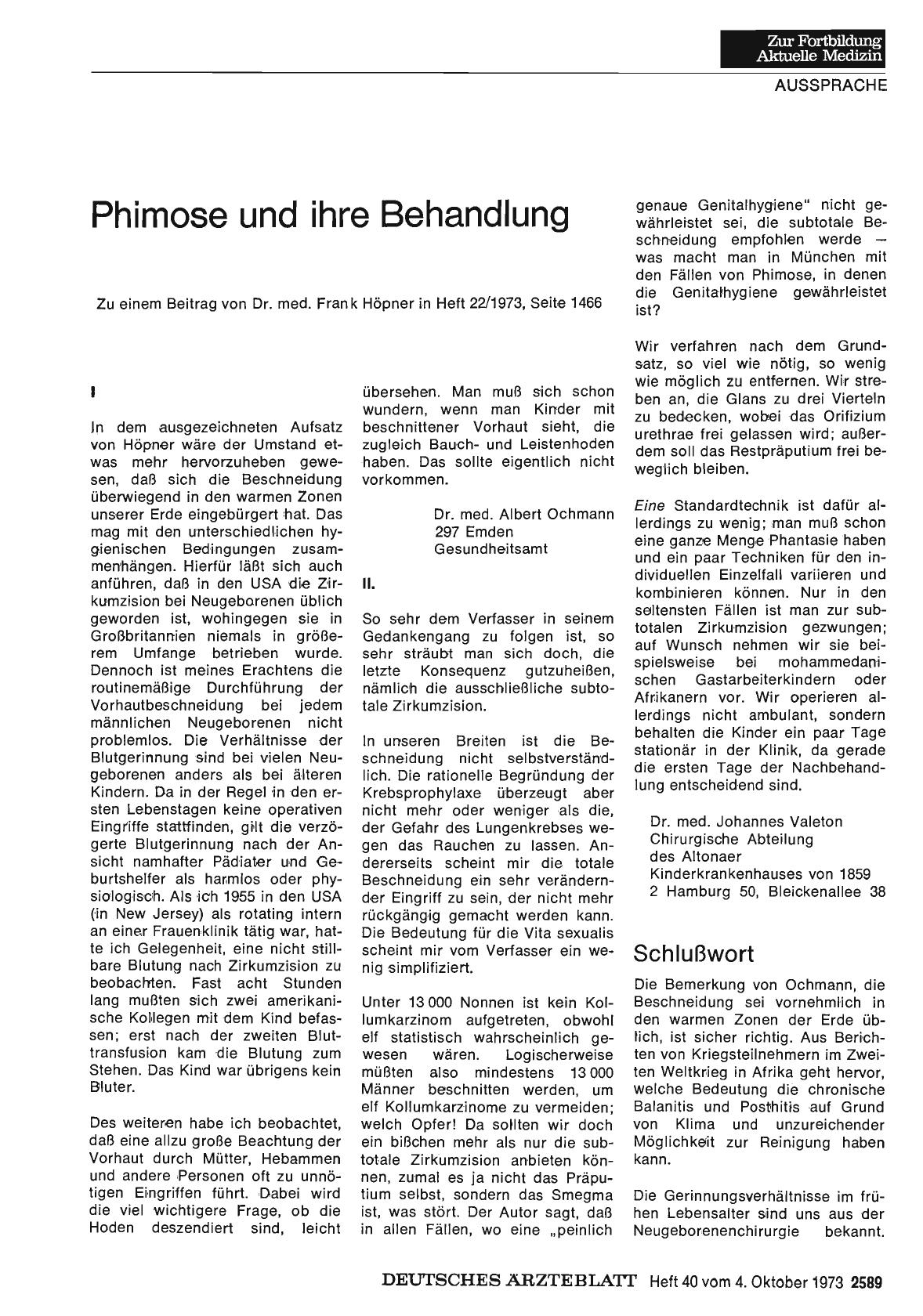 Vorschauseite 1: Phimose und ihre Behandlung: I.
