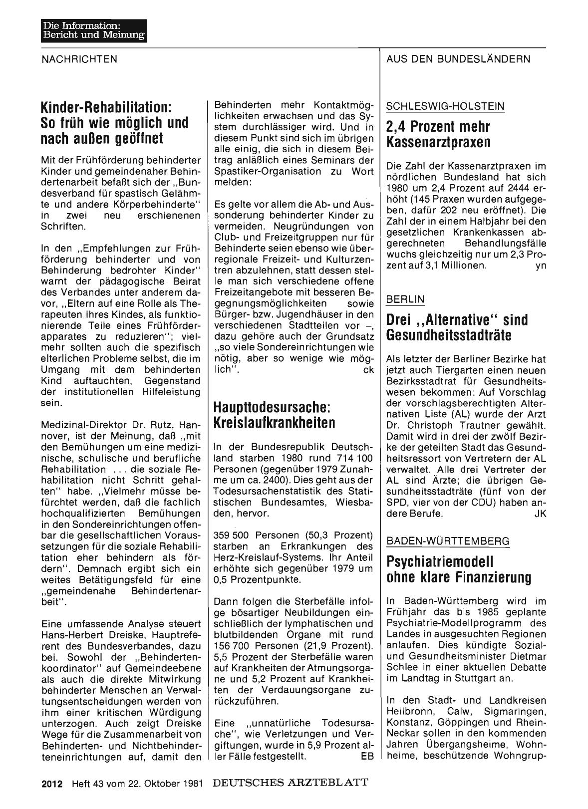 Vorschauseite 1: BERLIN: Drei „Alternative" sind Gesundheitsstadträte