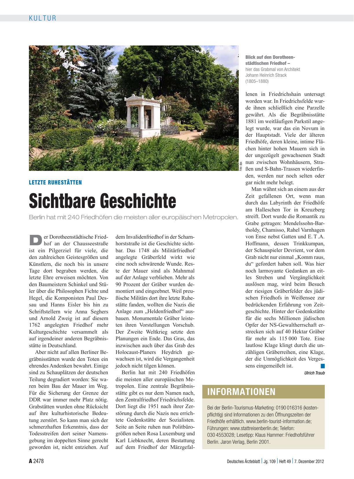 Vorschauseite 1: Letzte Ruhestätten: Sichtbare Geschichte