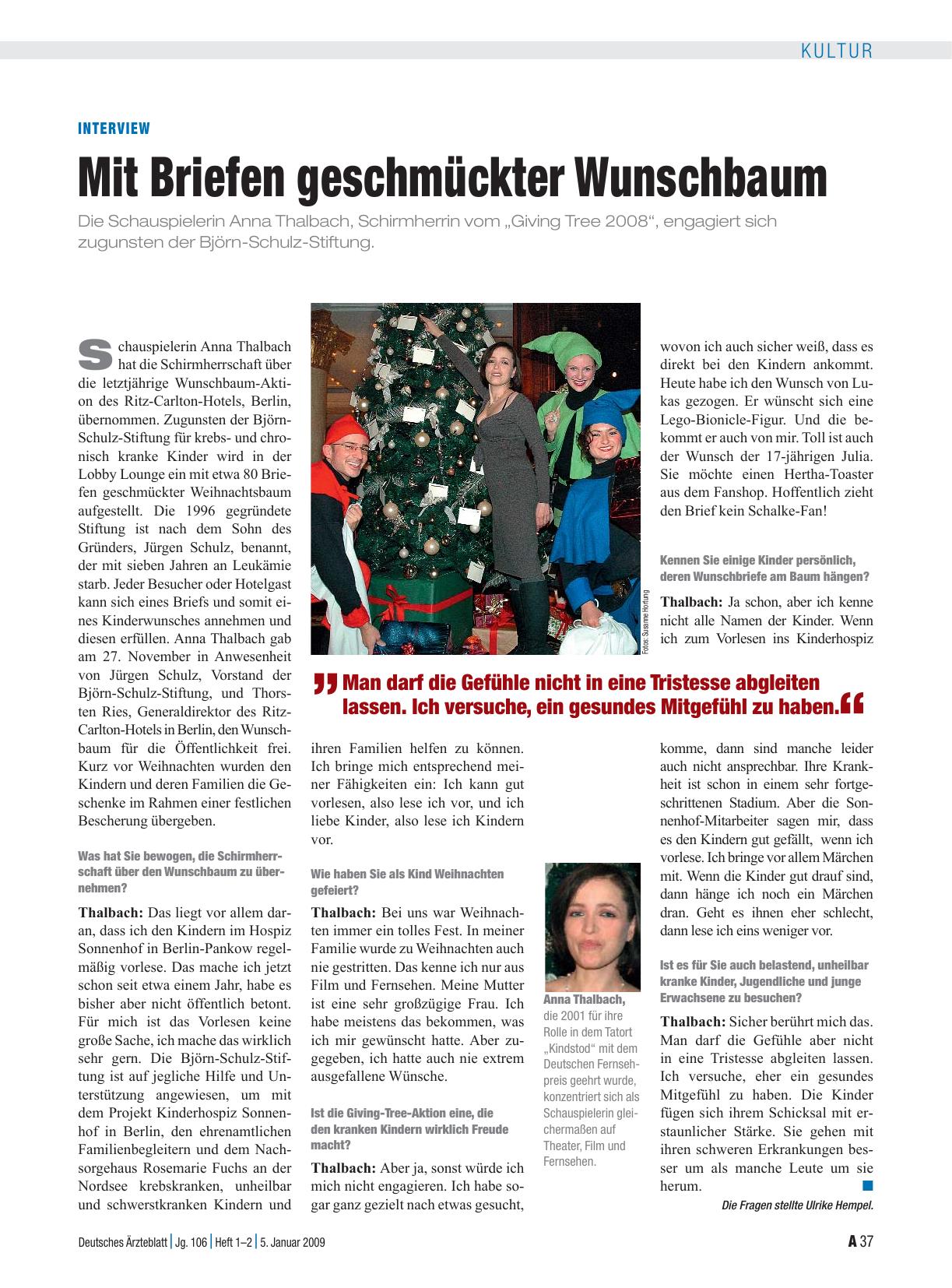 Vorschauseite 1: Interview: Mit Briefen geschmückter Wunschbaum