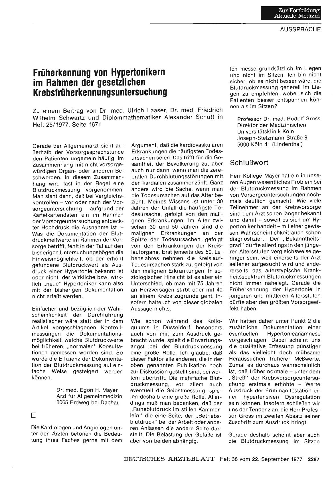 Vorschauseite 1: Früherkennung von Hypertonikern im Rahmen der gesetzlichen Krebsfrüherkennungsuntersuchung: Stellungnahme II