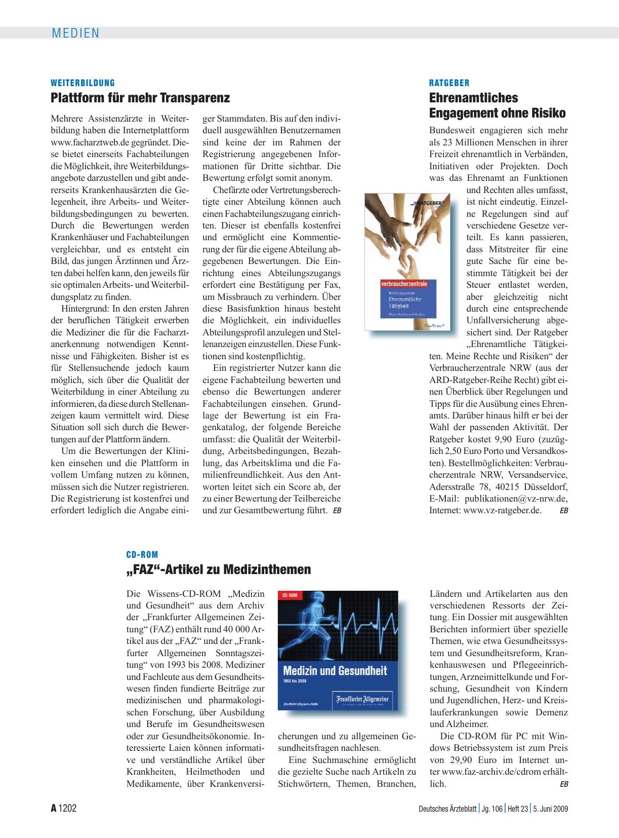 Vorschauseite 1: CD-ROM: „FAZ“-Artikel zu Medizinthemen