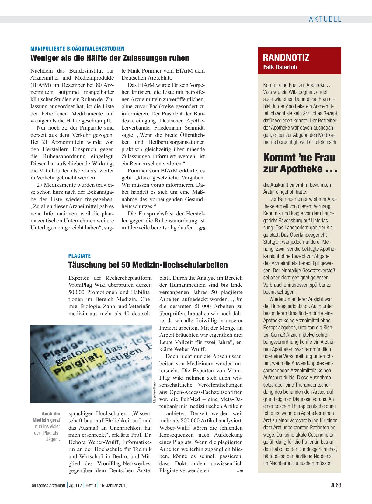 Vorschauseite 1: Randnotiz: Kommt ’ne Frau zur Apotheke. ..