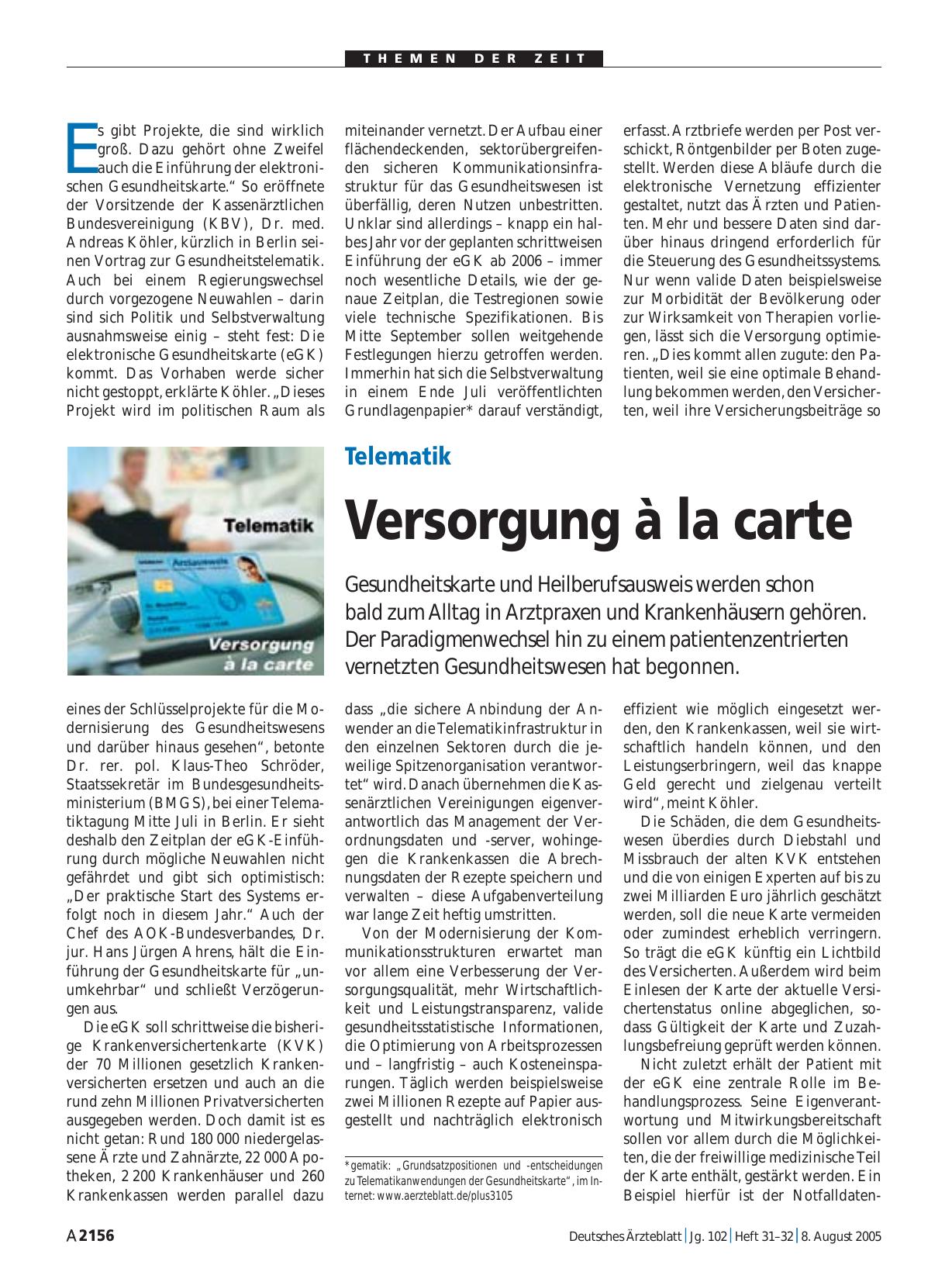 Vorschauseite 1: Telematik: Versorgung à la carte