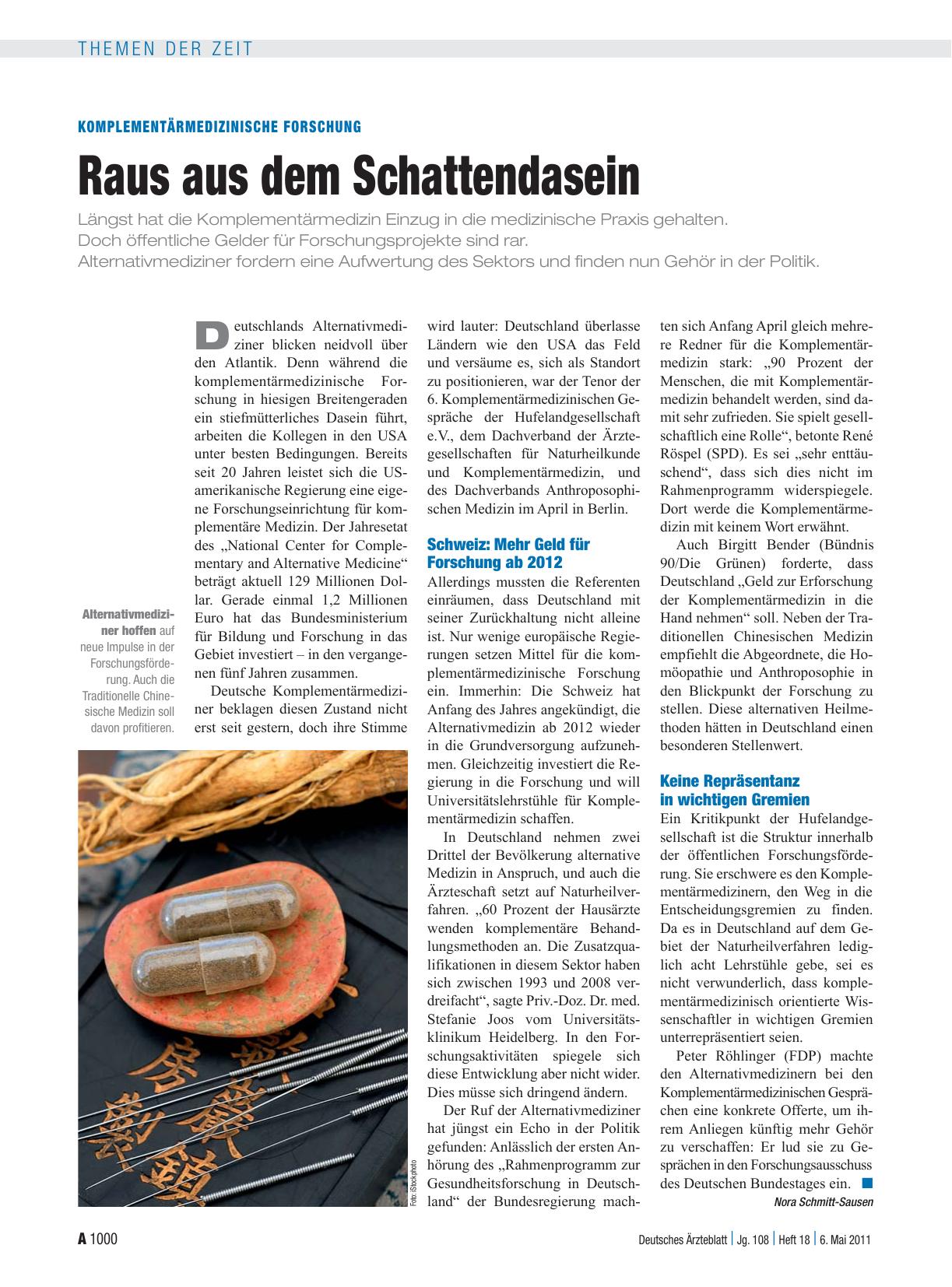 Vorschauseite 1: Komplementärmedizinische Forschung: Raus aus dem Schattendasein