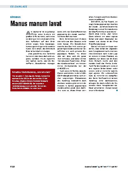 Vorschauseite 1: Börsebius: Manus manum lavat
