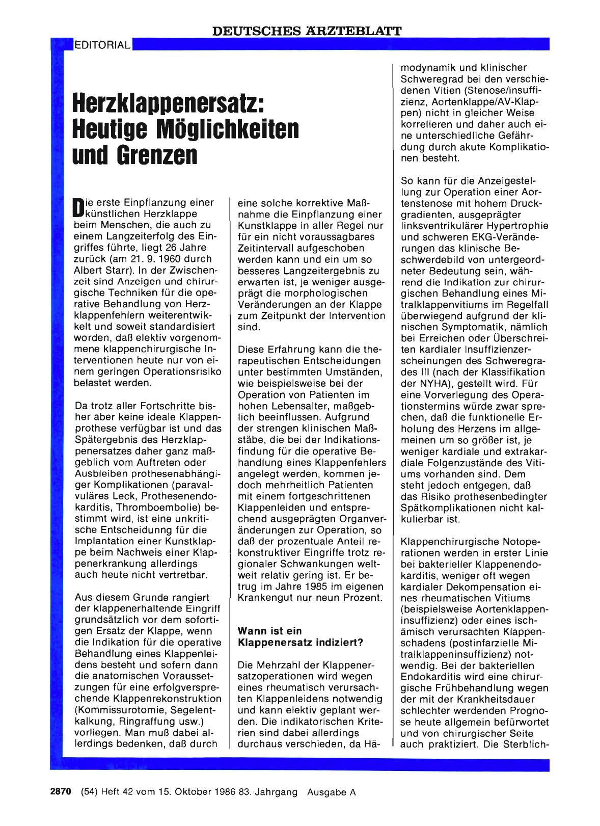 Vorschauseite 1: Herzklappenersatz: Heutige Möglichkeiten und Grenzen