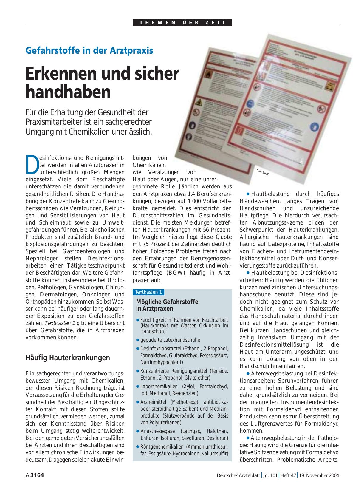 Vorschauseite 1: Gefahrstoffe in der Arztpraxis: Erkennen und sicher handhaben