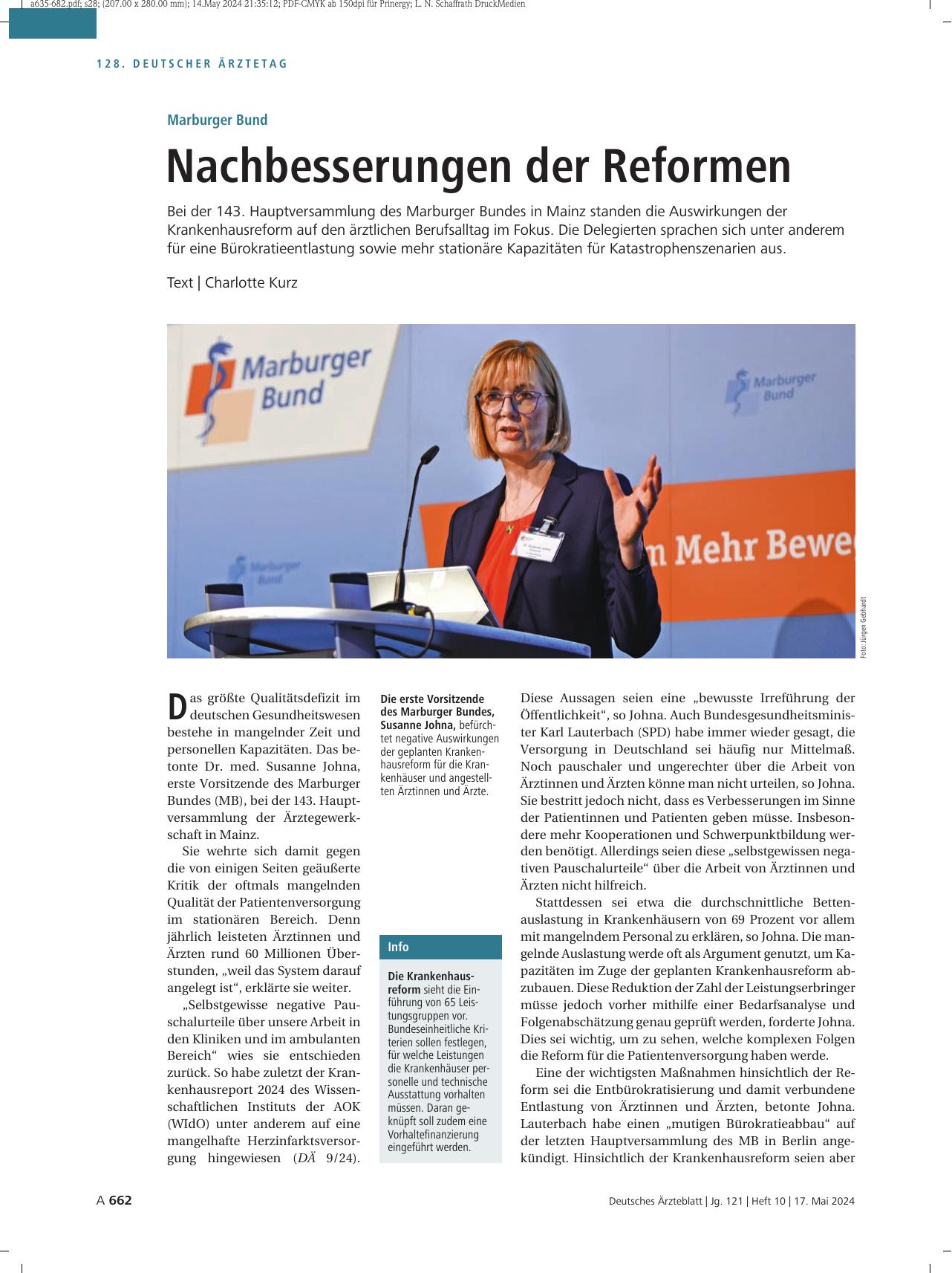 Vorschauseite 1: Marburger Bund: Nachbesserungen der Reformen