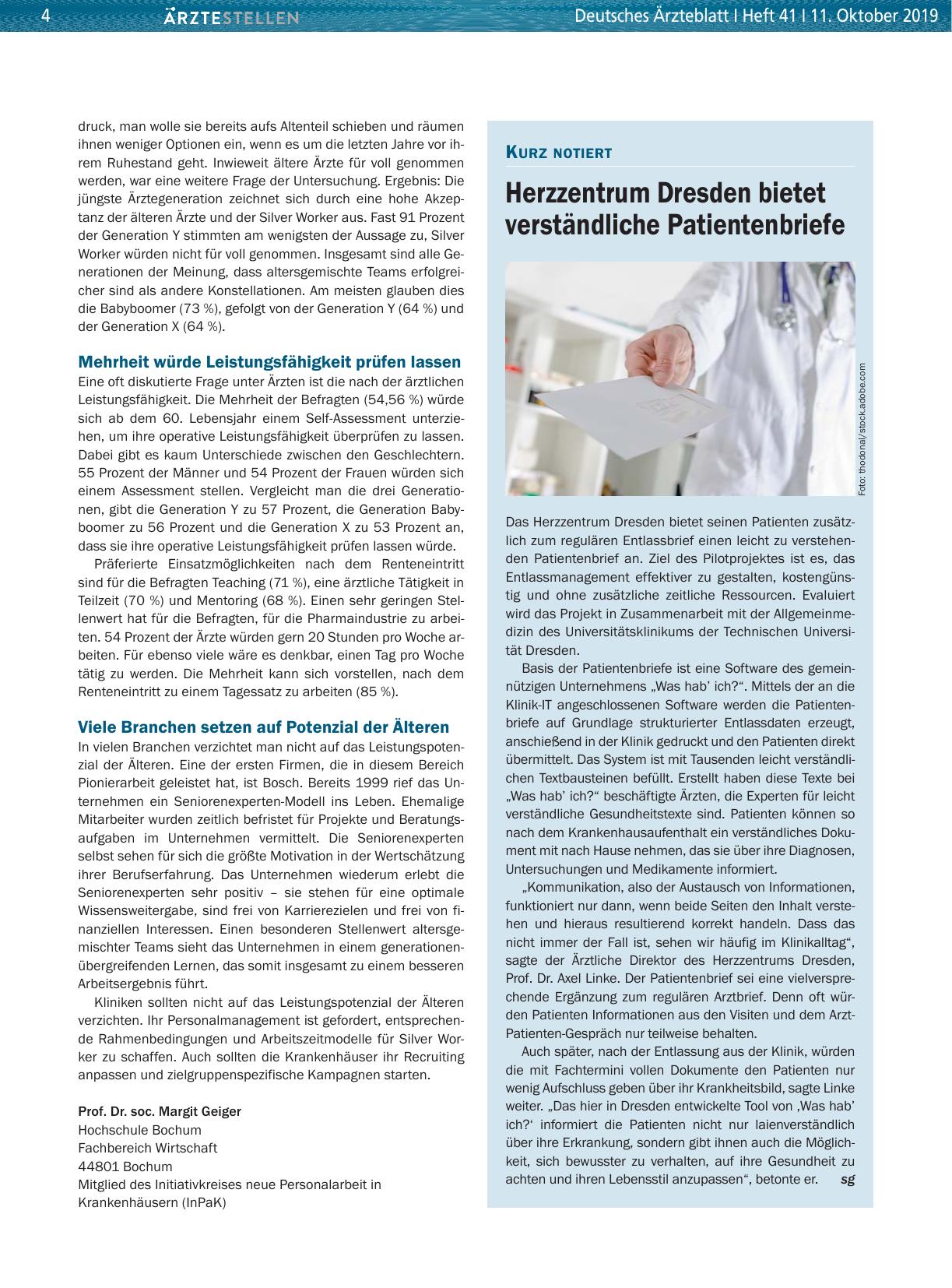 Vorschauseite 1: Herzzentrum Dresden bietet verständliche Patientenbriefe