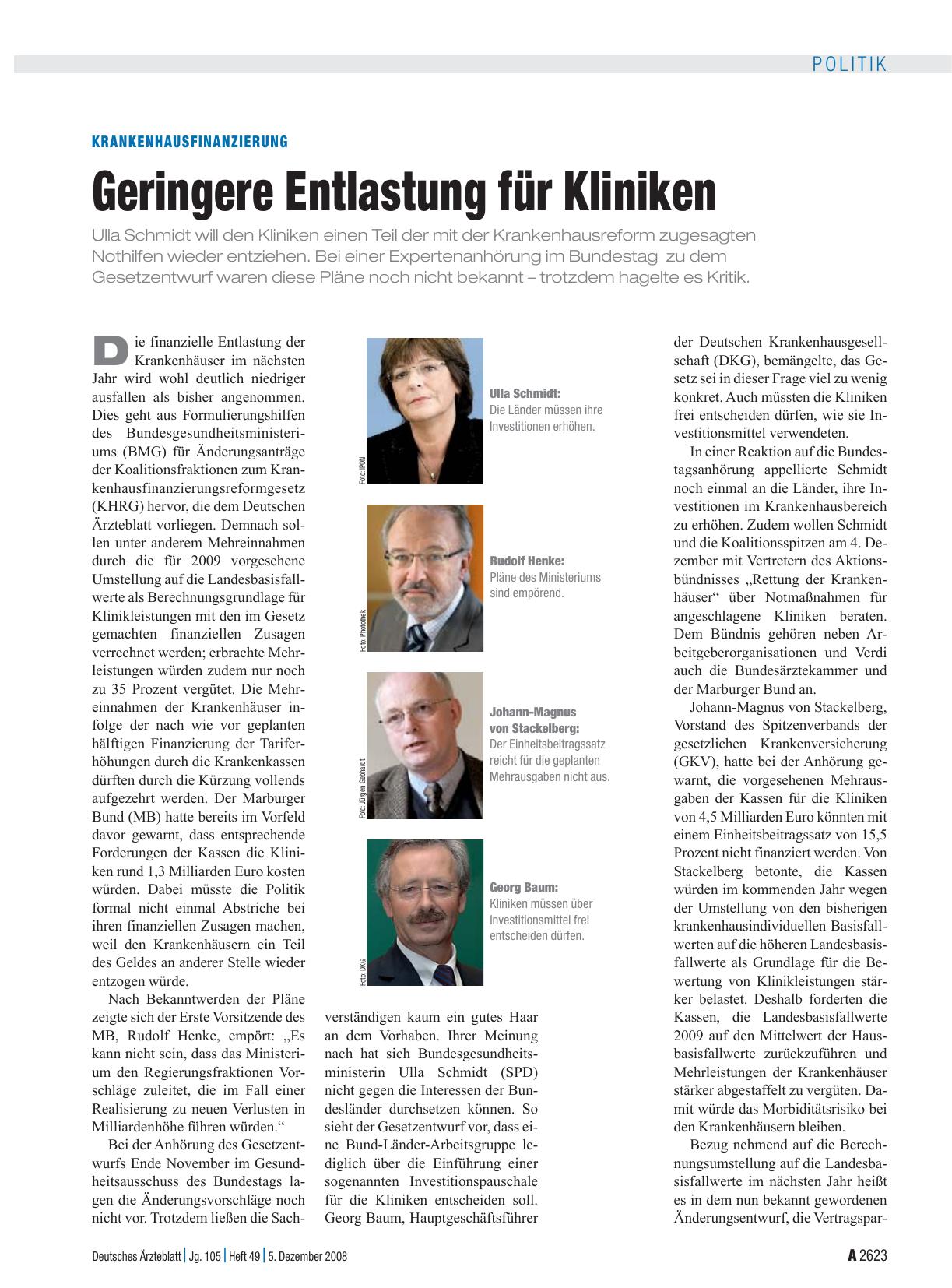 Vorschauseite 1: Krankenhausfinanzierung: Geringere Entlastung für Kliniken