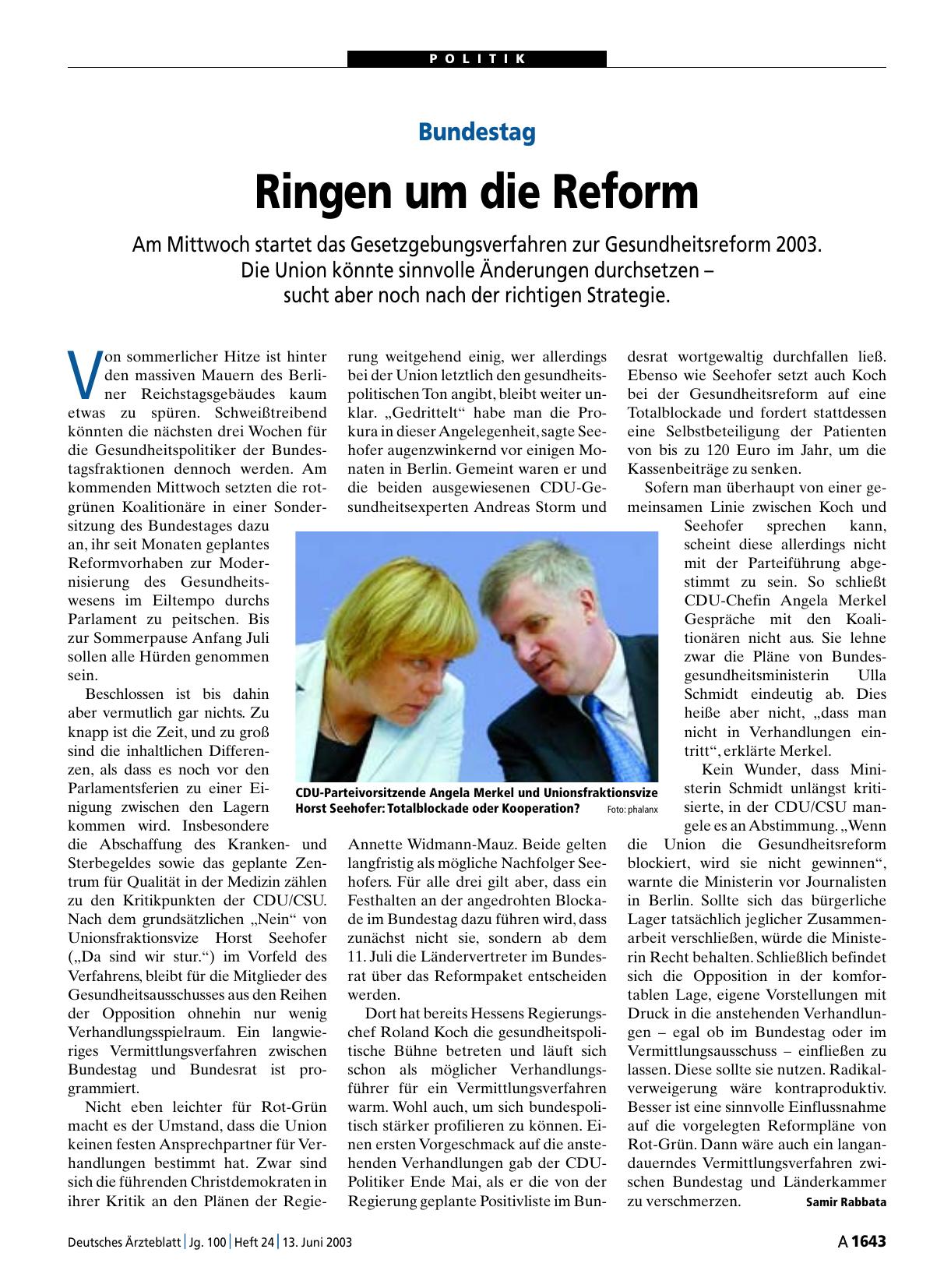 Vorschauseite 1: Bundestag: Ringen um die Reform