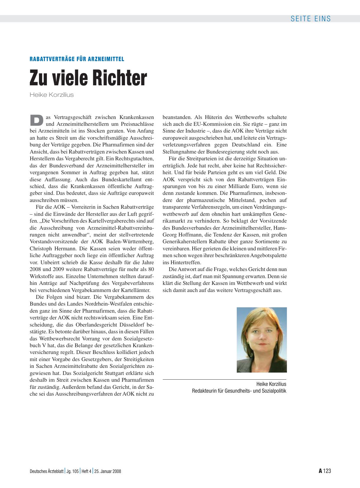 Vorschauseite 1: Rabattverträge für Arzneimittel: Zu viele Richter