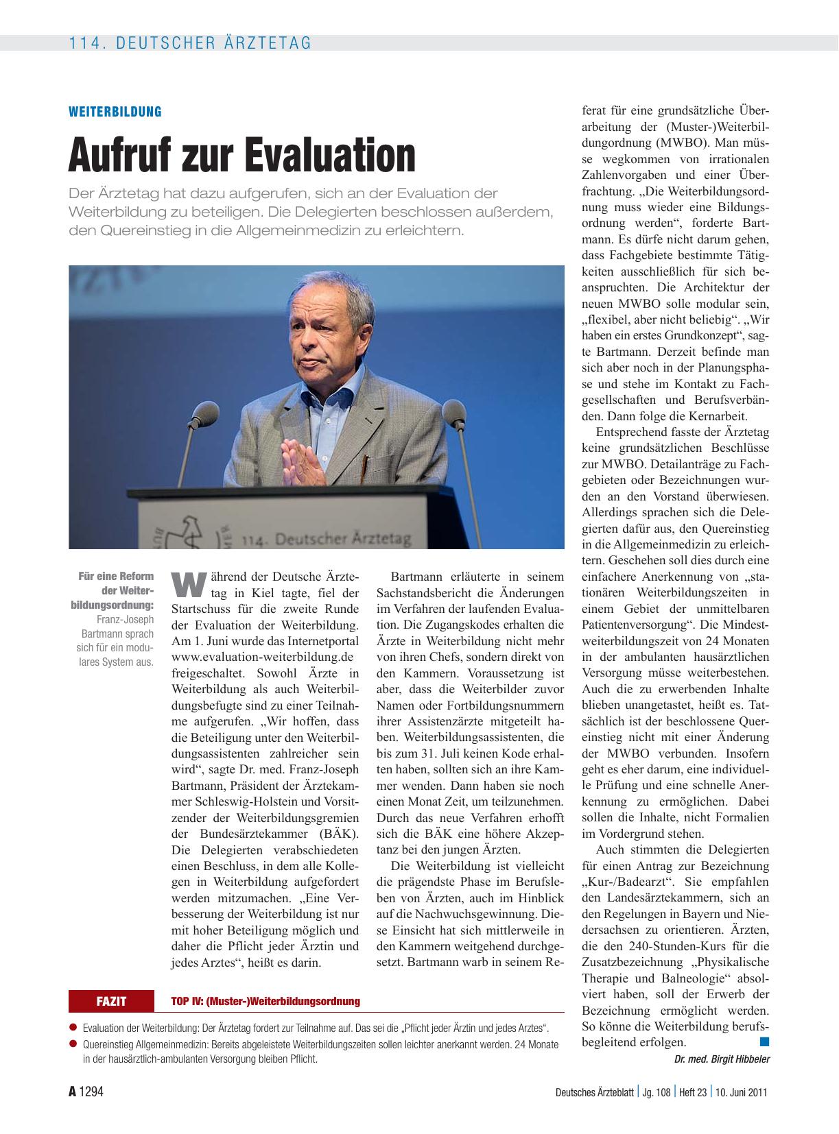 Vorschauseite 1: Weiterbildung: Aufruf zur Evaluation