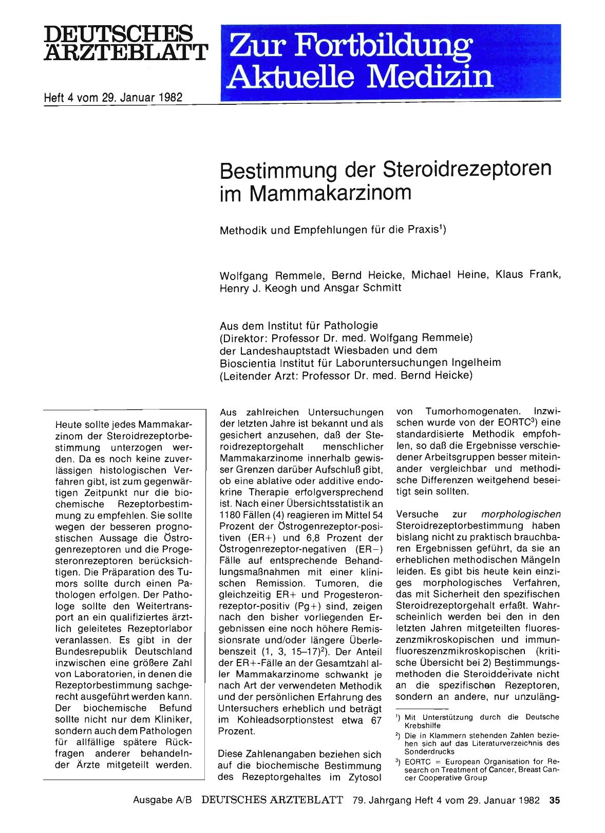 Vorschauseite 1: Bestimmung der Steroidrezeptoren im Mammakarzinom