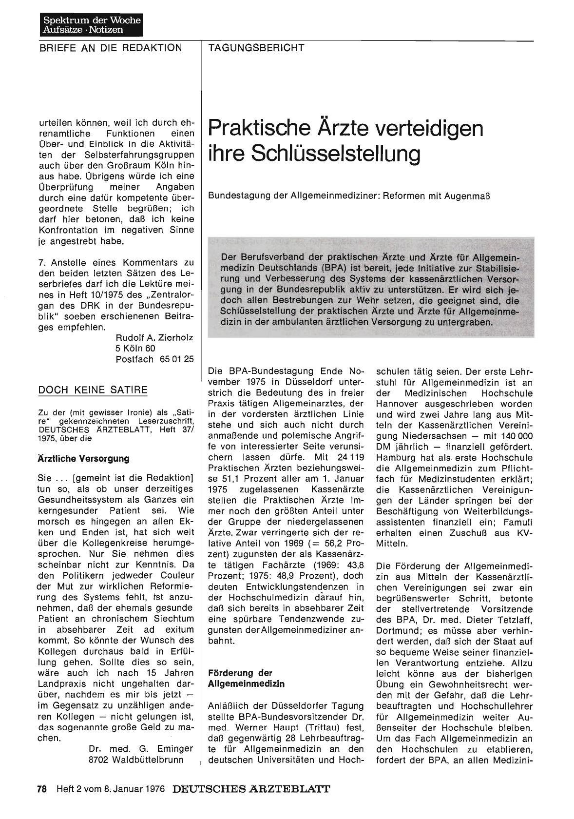 Vorschauseite 1: DOCH KEINE SATIRE: Ärztliche Versorgung