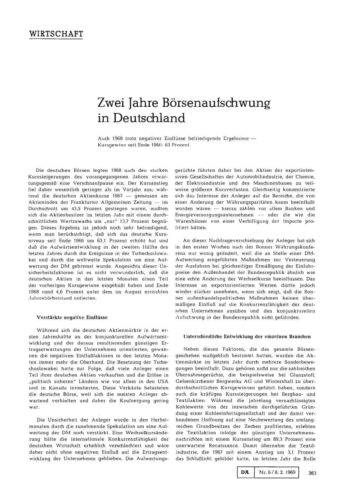 Vorschauseite 1: Zwei Jahre Börsenaufschwung in Deutschland