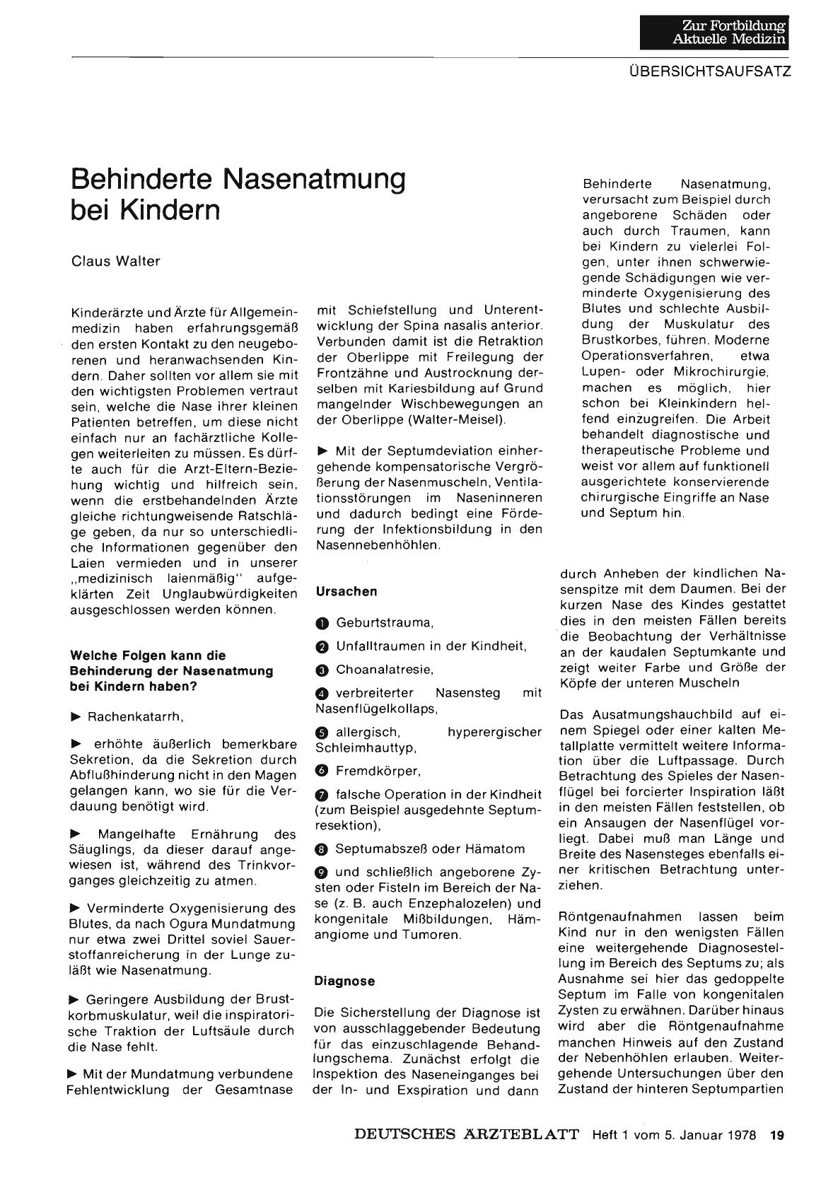 Vorschauseite 1: Behinderte Nasenatmung bei Kindern