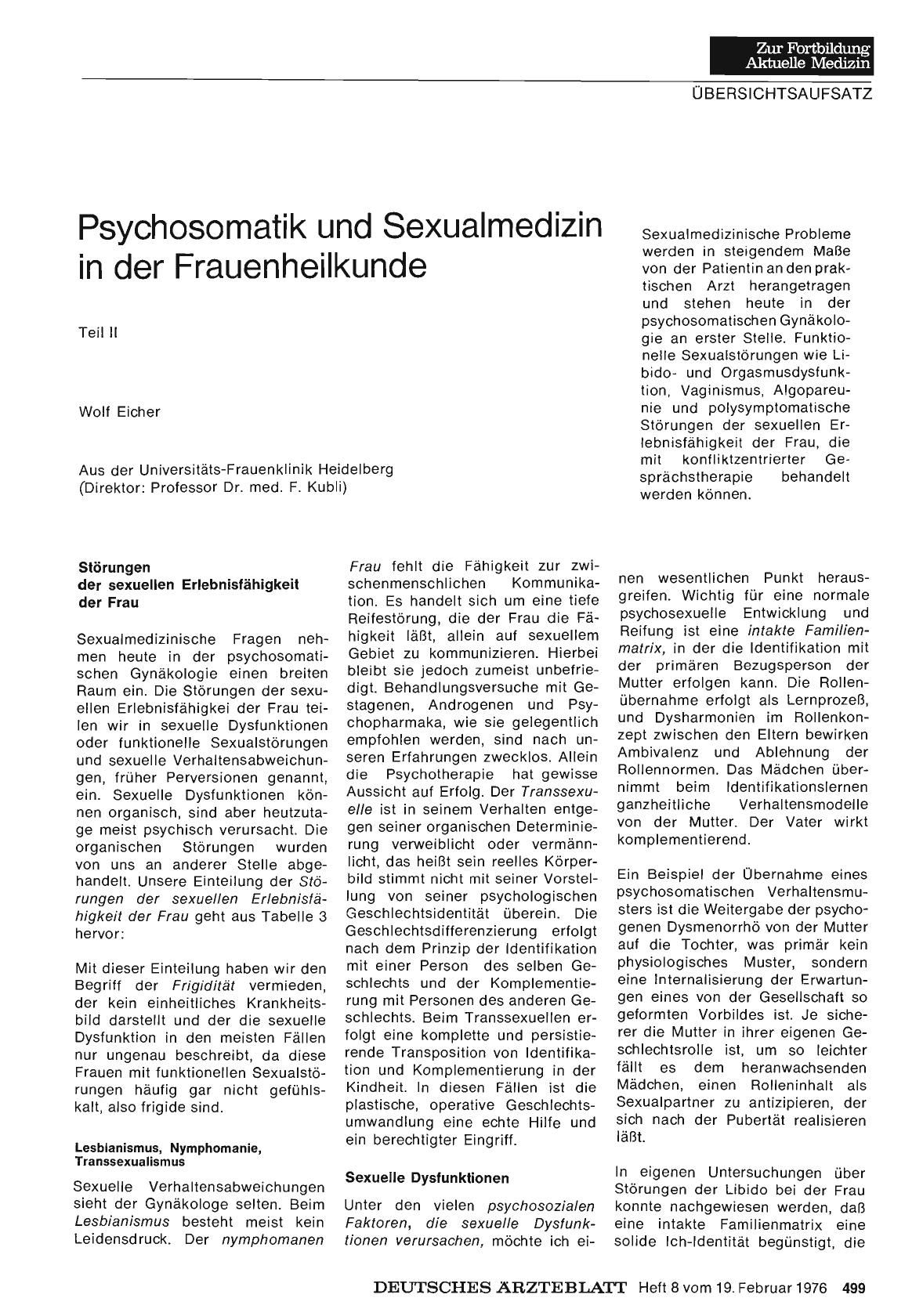 Vorschauseite 1: Psychosomatik und Sexualmedizin in der Frauenheilkunde