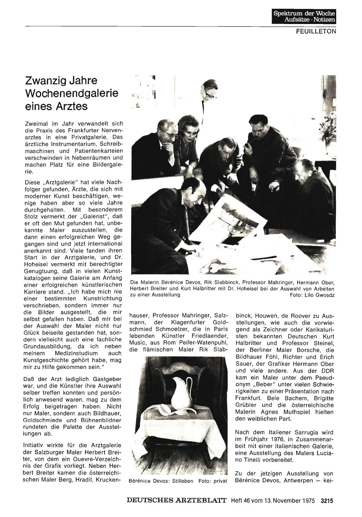 Vorschauseite 1: Zwanzig Jahre Wochenendgalerie eines Arztes