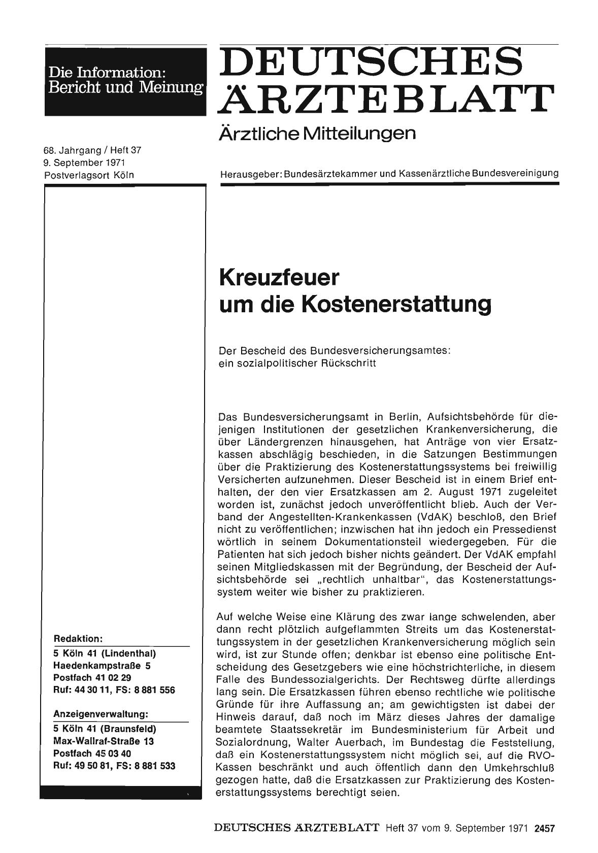 Vorschauseite 1: Kreuzfeuer um die Kostenerstattung