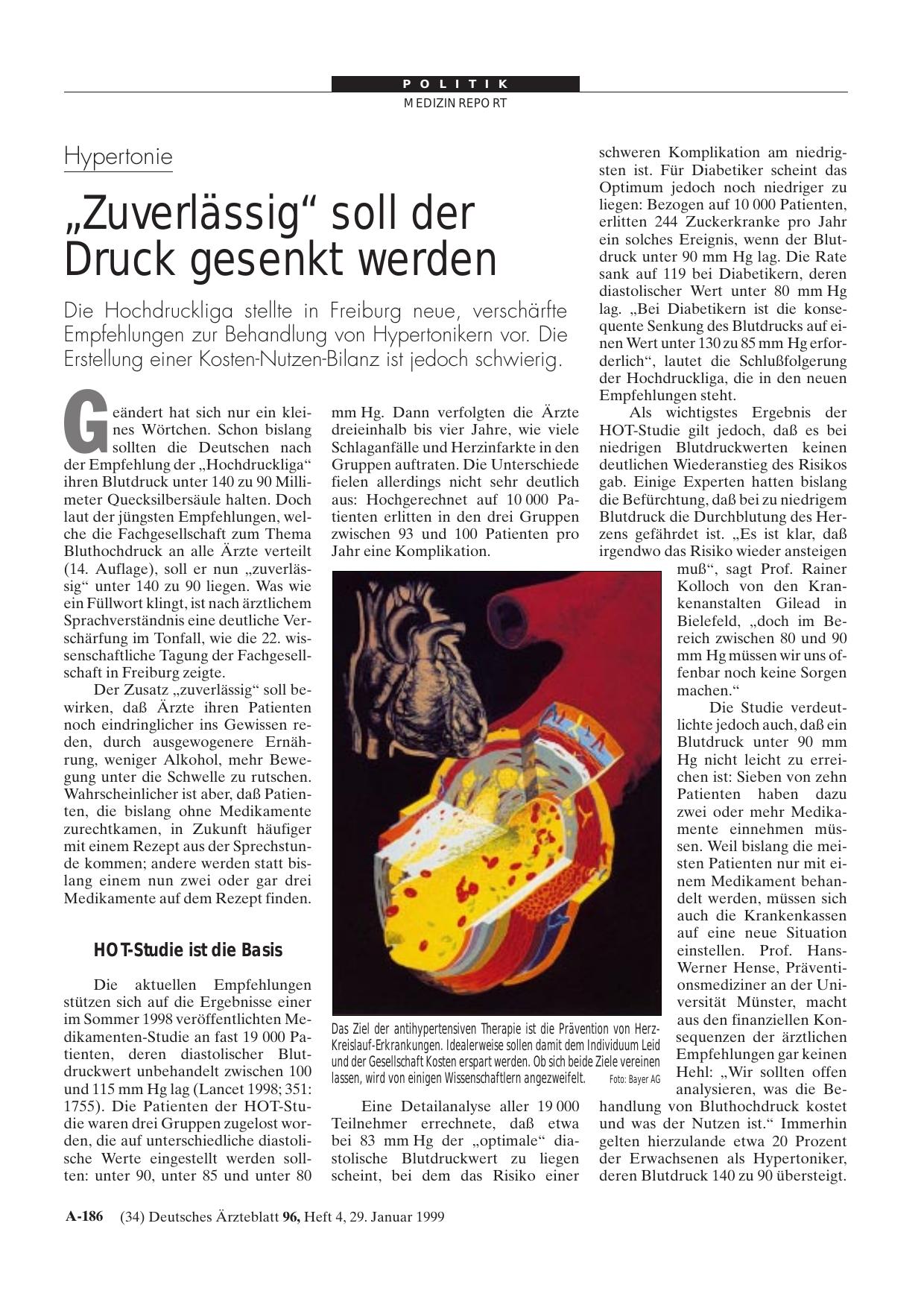 Vorschauseite 1: Hypertonie: „Zuverlässig“ soll der Druck gesenkt werden