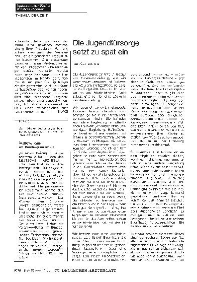 Vorschauseite 1: Die Jugendfürsorge setzt zu spät ein
