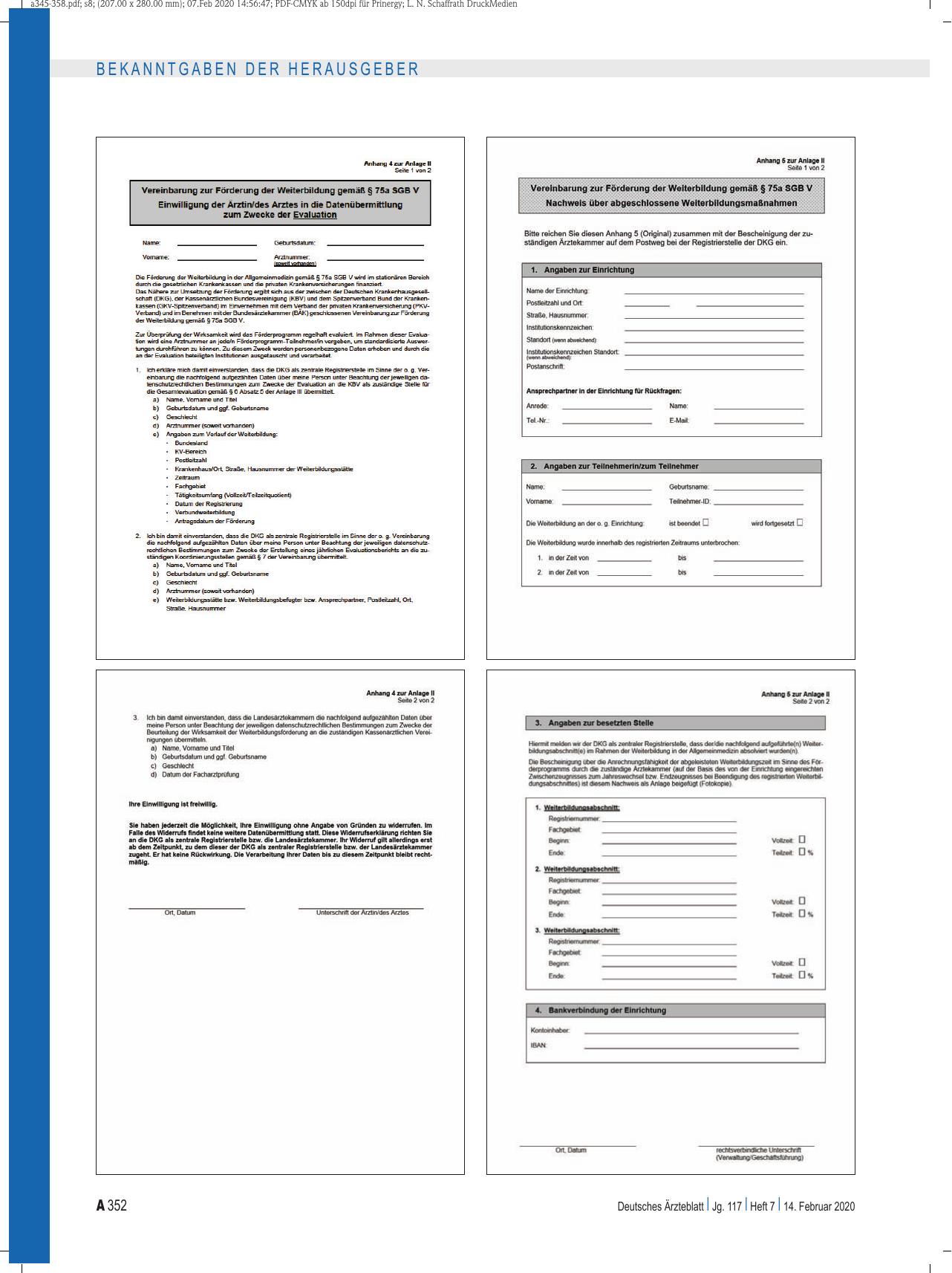 Vorschauseite 3: Vereinbarung zur Förderung der Weiterbildung gemäß § 75a SGB V zwischen Kassenärztlicher Bundesvereinigung, GKV-Spitzenverband und Deutscher Krankenhausgesellschaft Änderungen der…