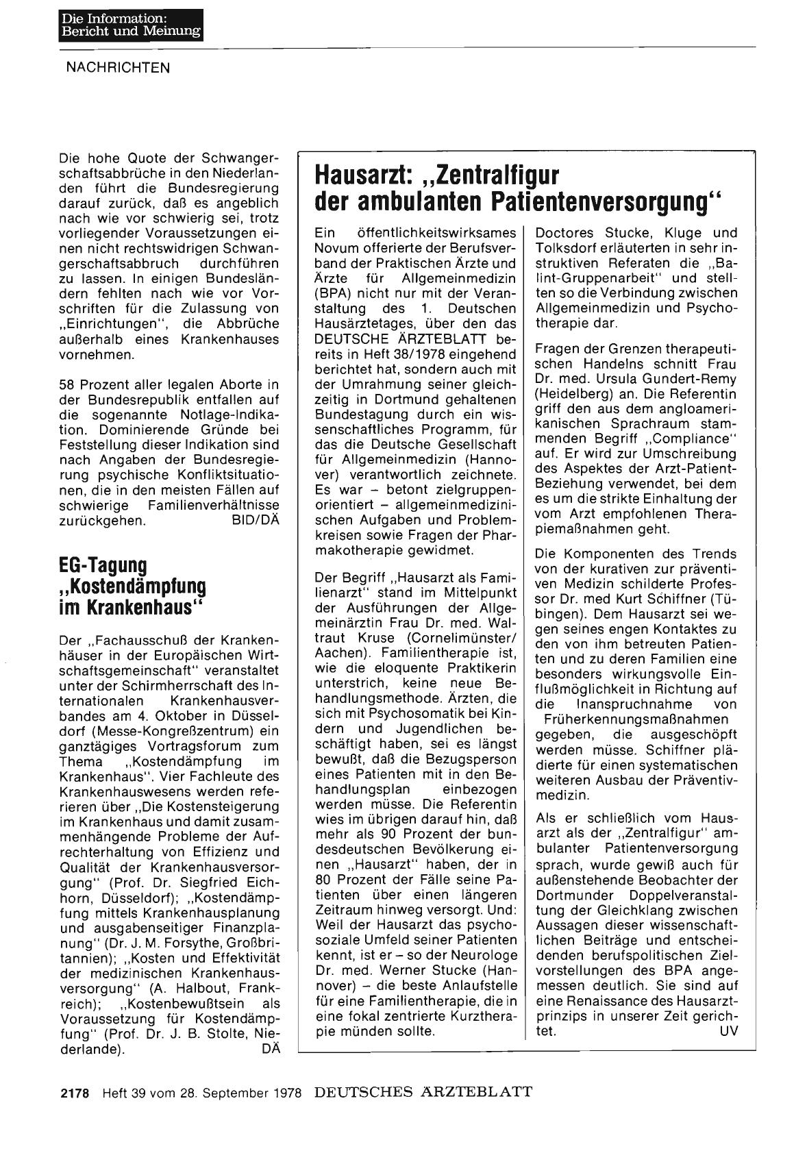 Vorschauseite 1: Hausarzt: „Zentralfigur der ambulanten Patientenversorgung“