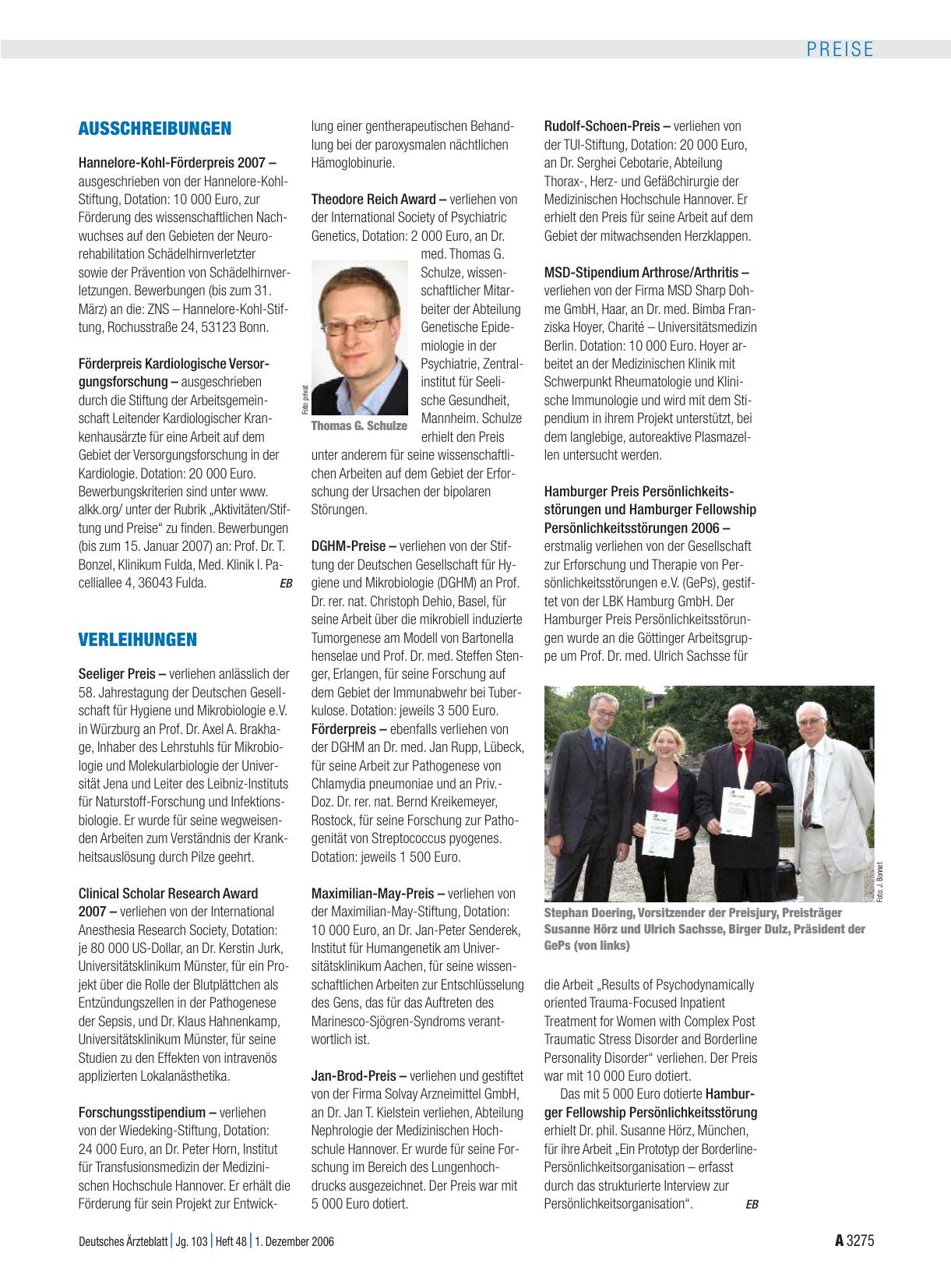 Vorschauseite 1: Verleihungen